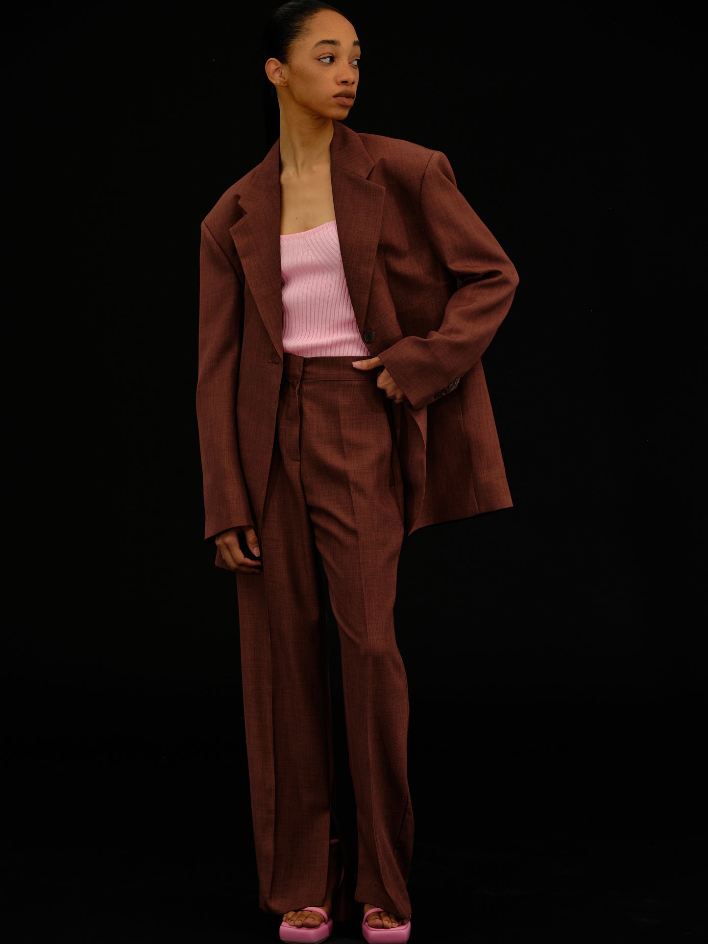 Boy Slit Trousers, Aubergine