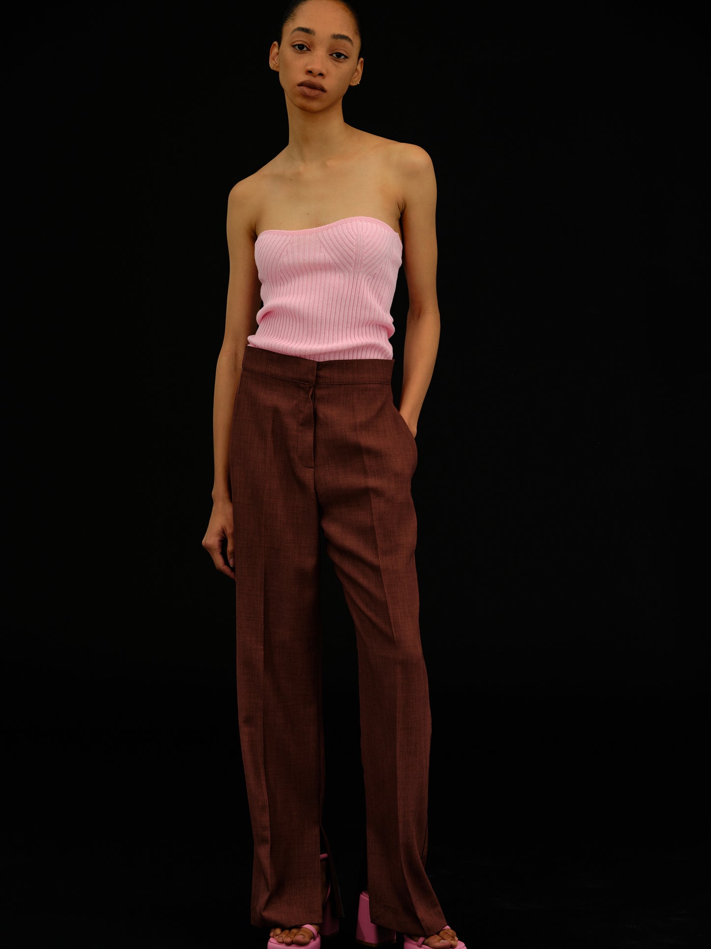 Boy Slit Trousers, Aubergine
