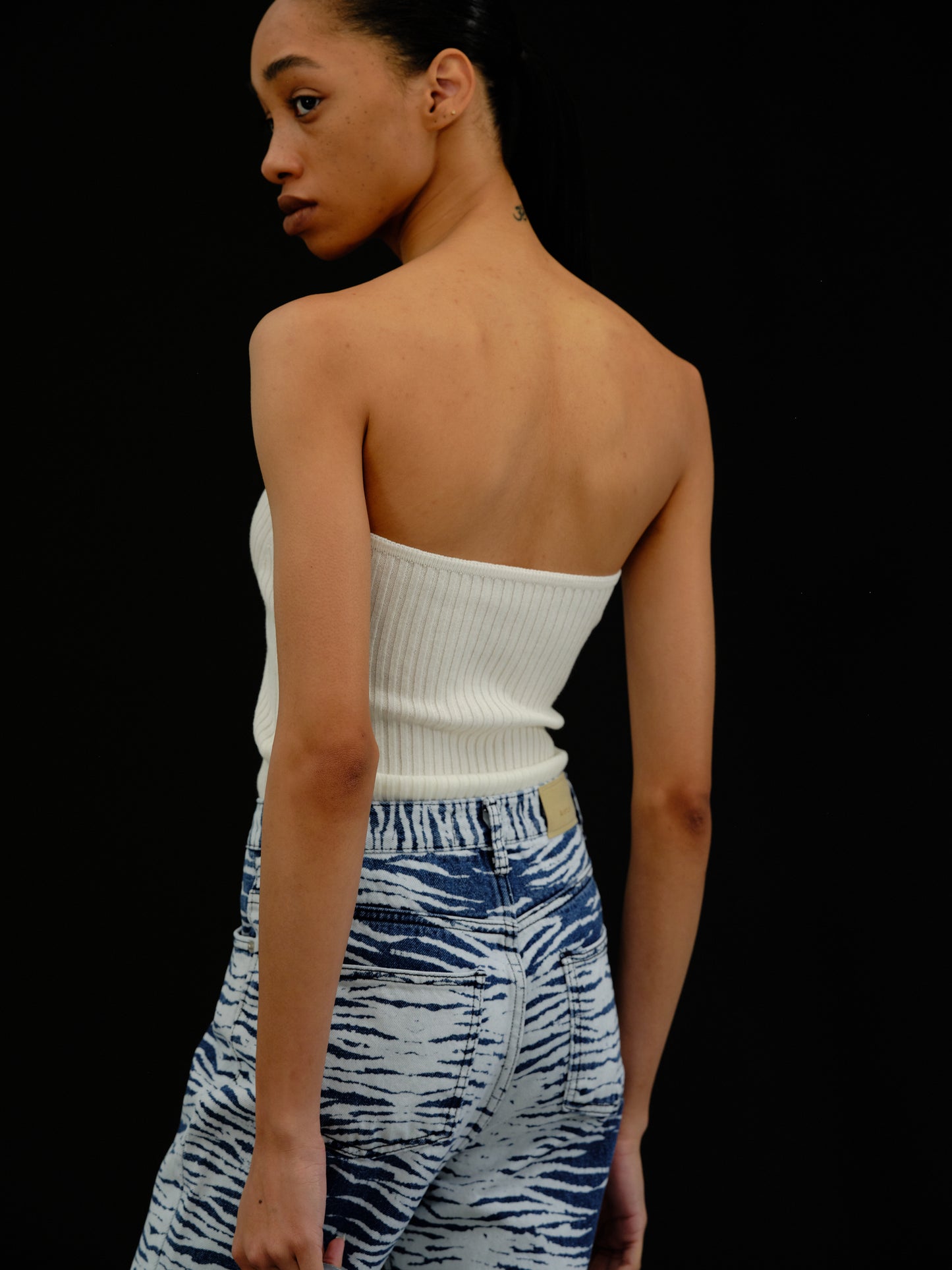 Strapless Cotton Knit Top, White