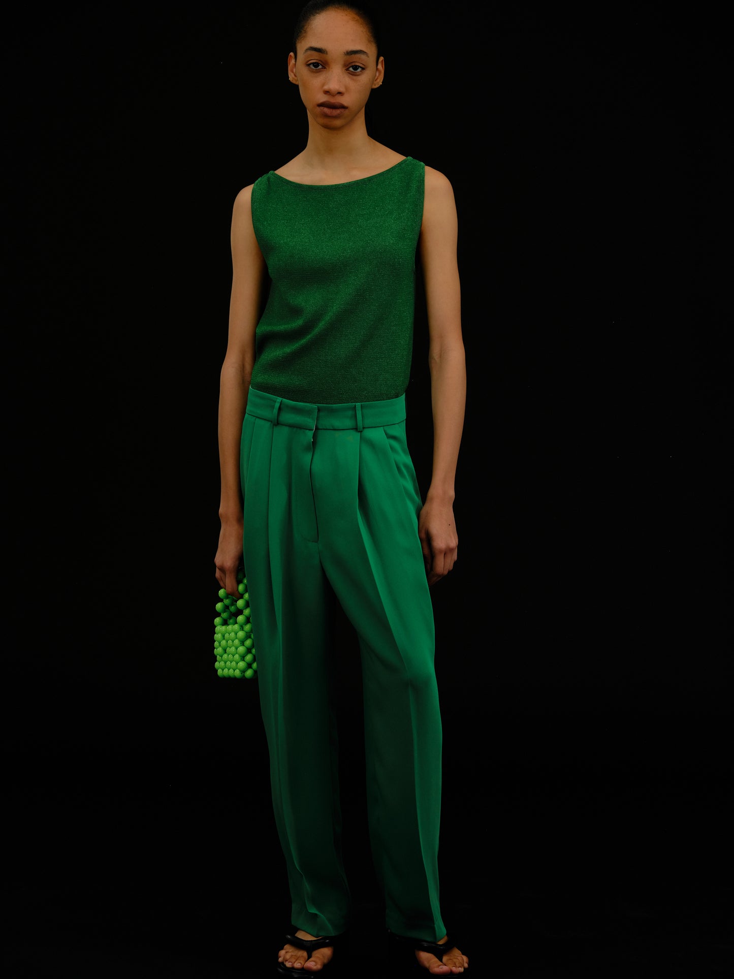 Sleeveless Compact Knit Top, Parakeet