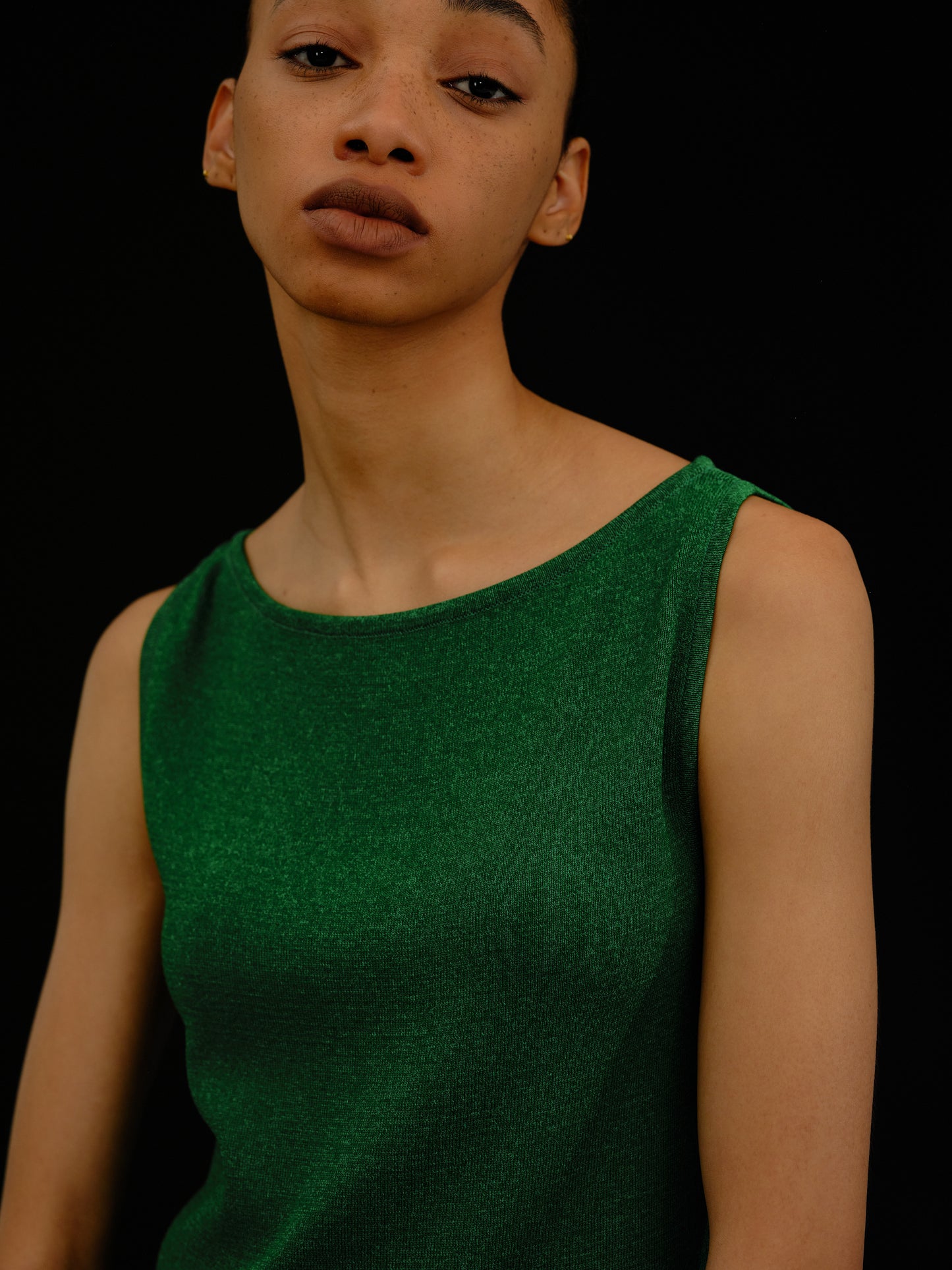 Sleeveless Compact Knit Top, Parakeet