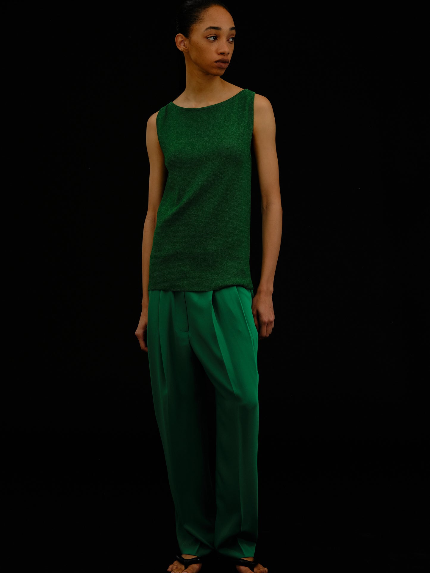 Sleeveless Compact Knit Top, Parakeet