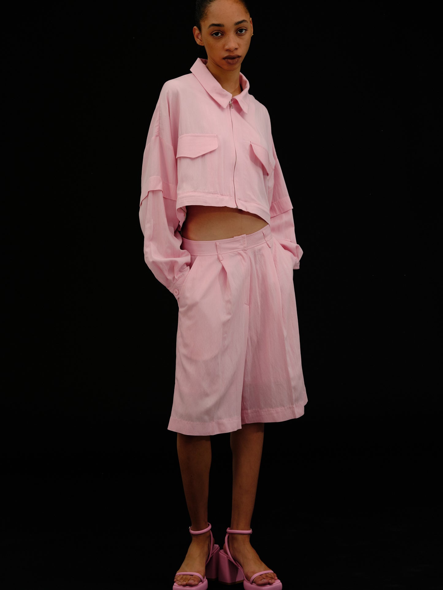 Wide Rayon Shorts, Lotus