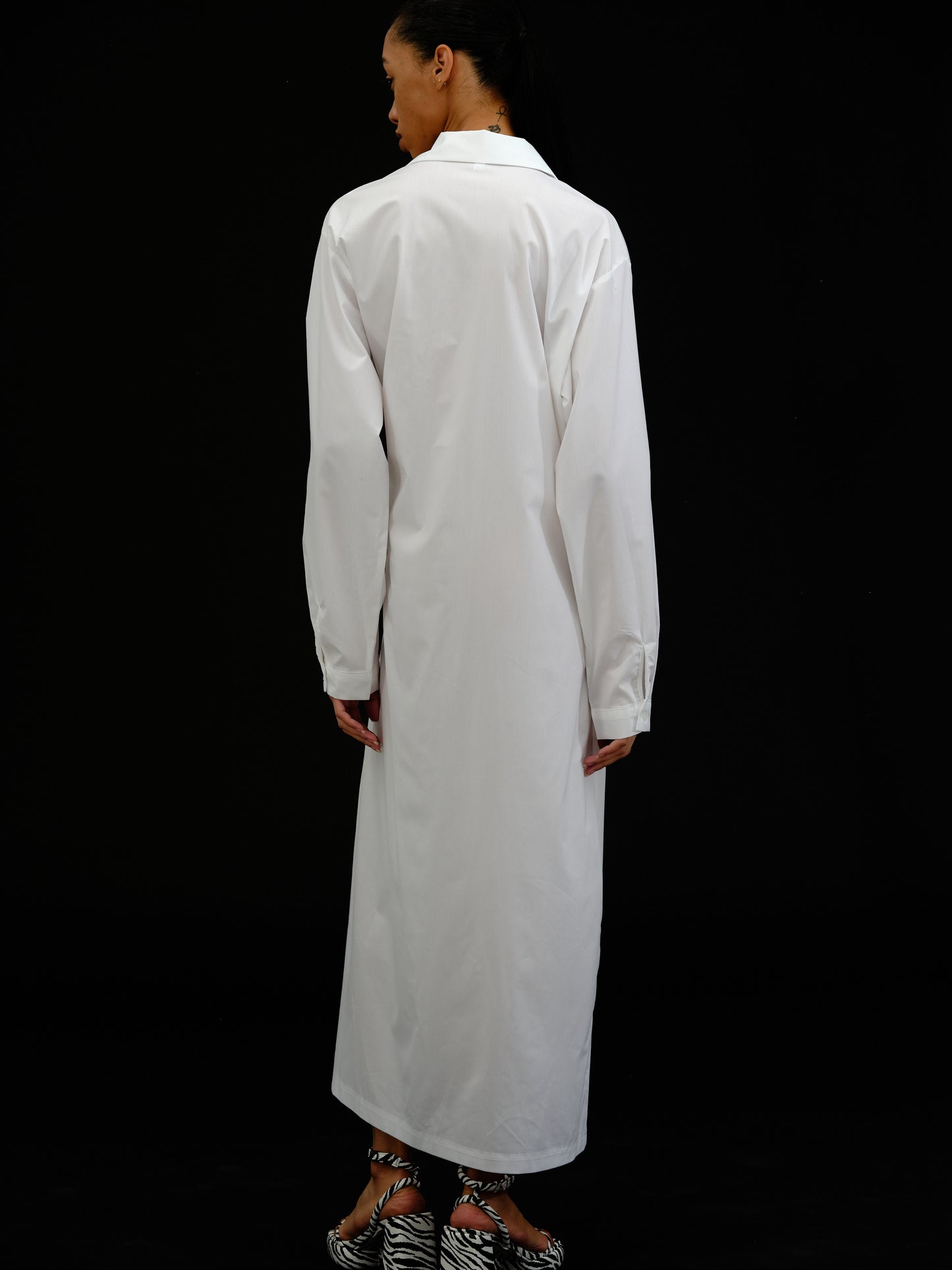 Pulled Shirt Dress, White