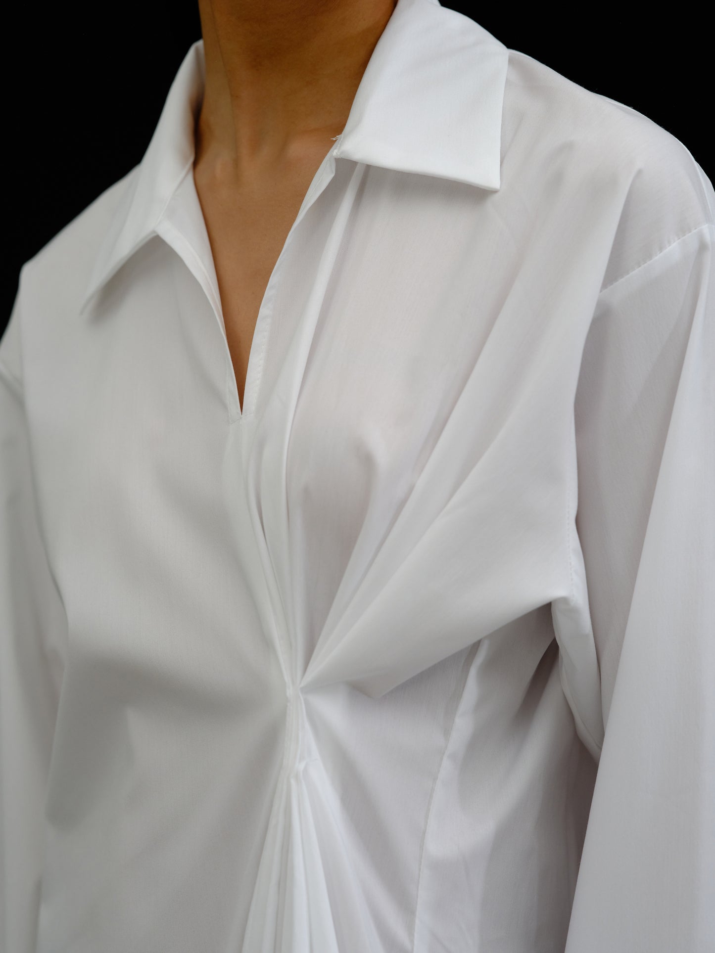 Pulled Shirt Dress, White