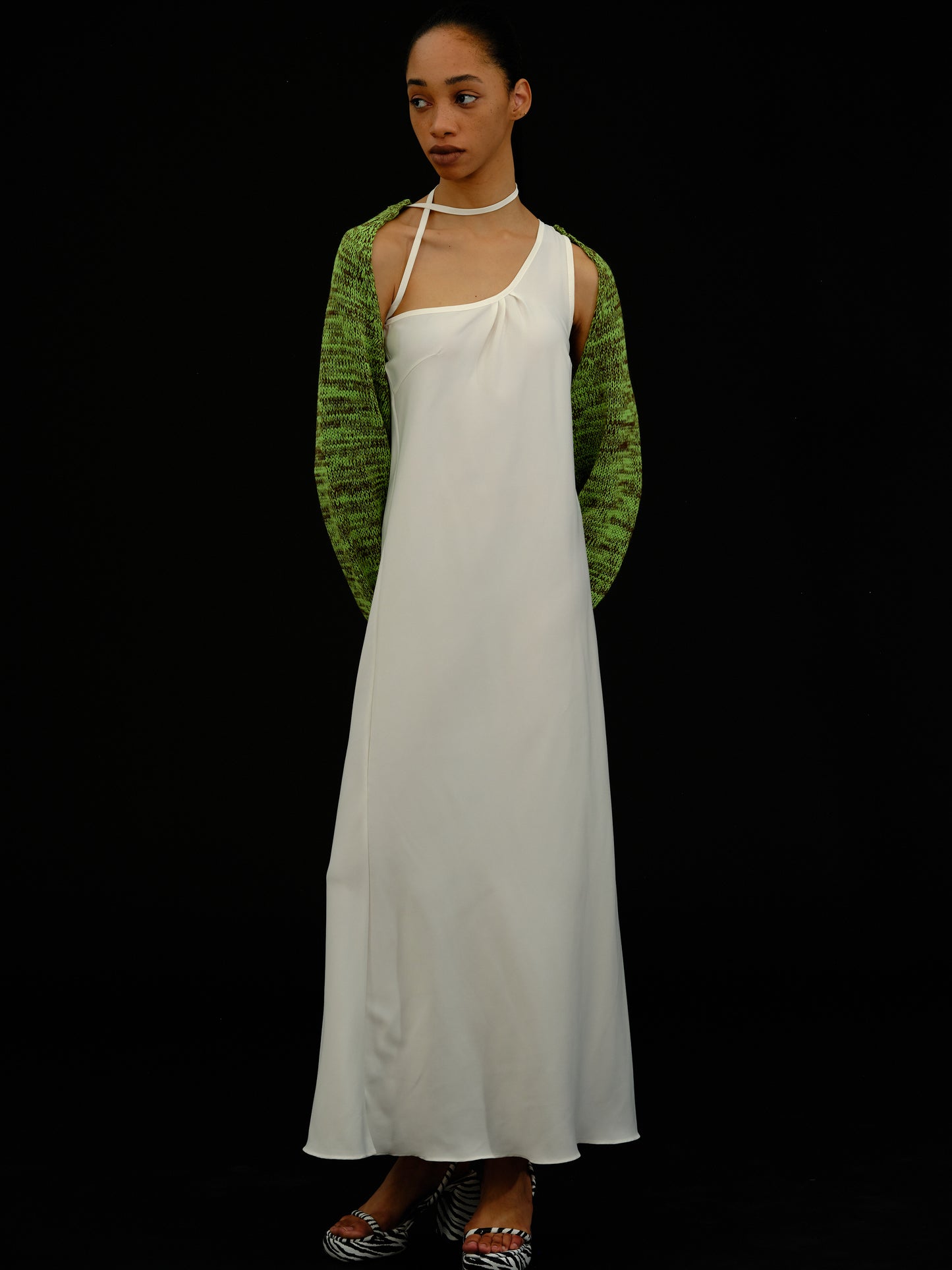 Bolero Knit Cardigan, Green Tea
