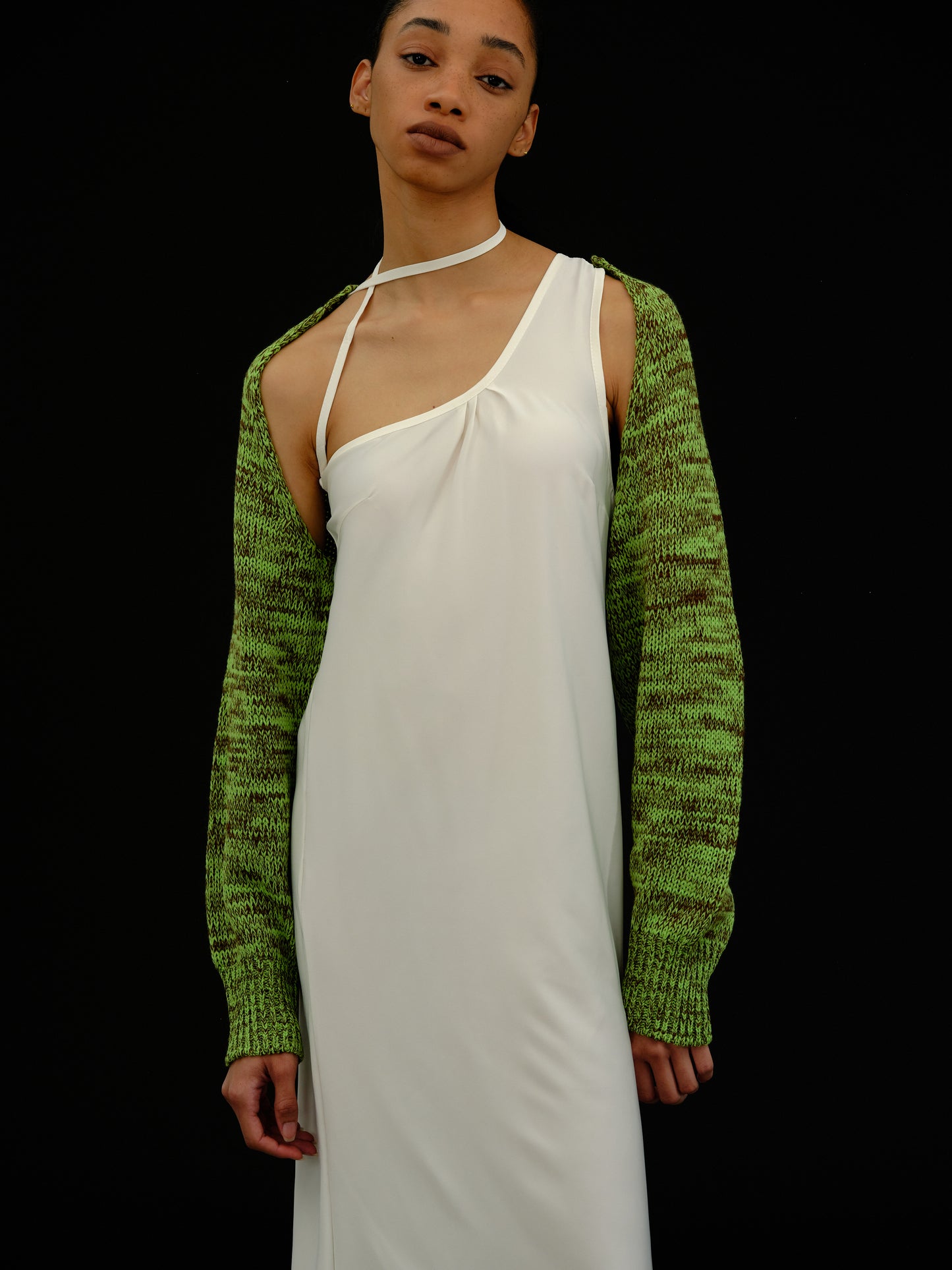 Bolero Knit Cardigan, Green Tea
