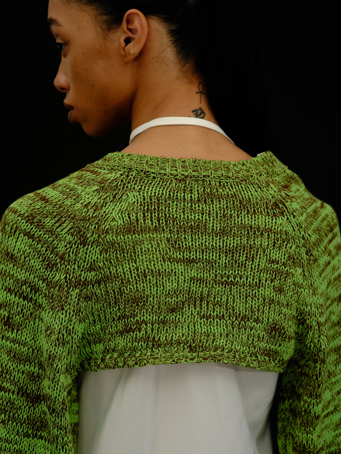 Bolero Knit Cardigan, Green Tea