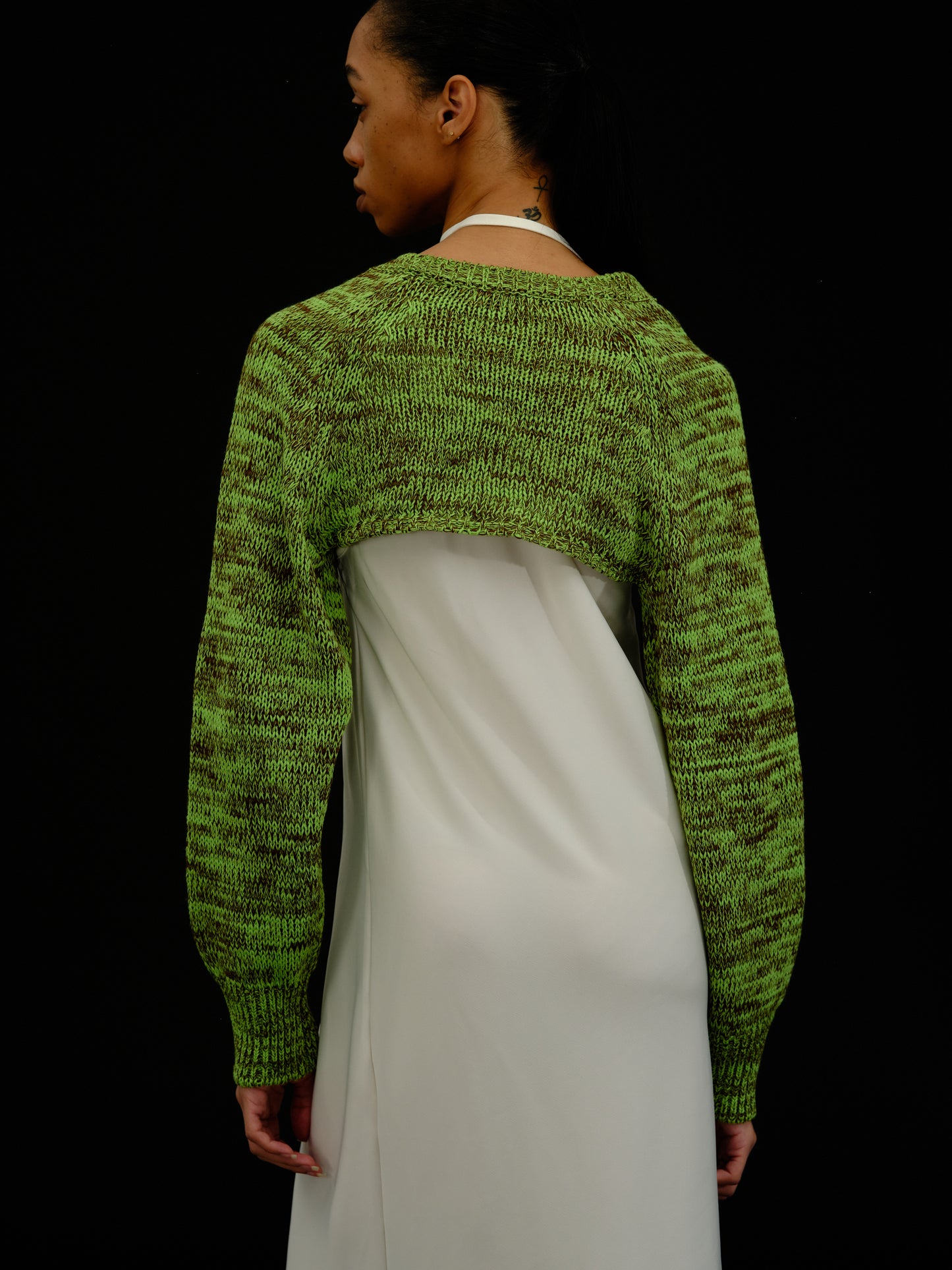 Bolero Knit Cardigan, Green Tea