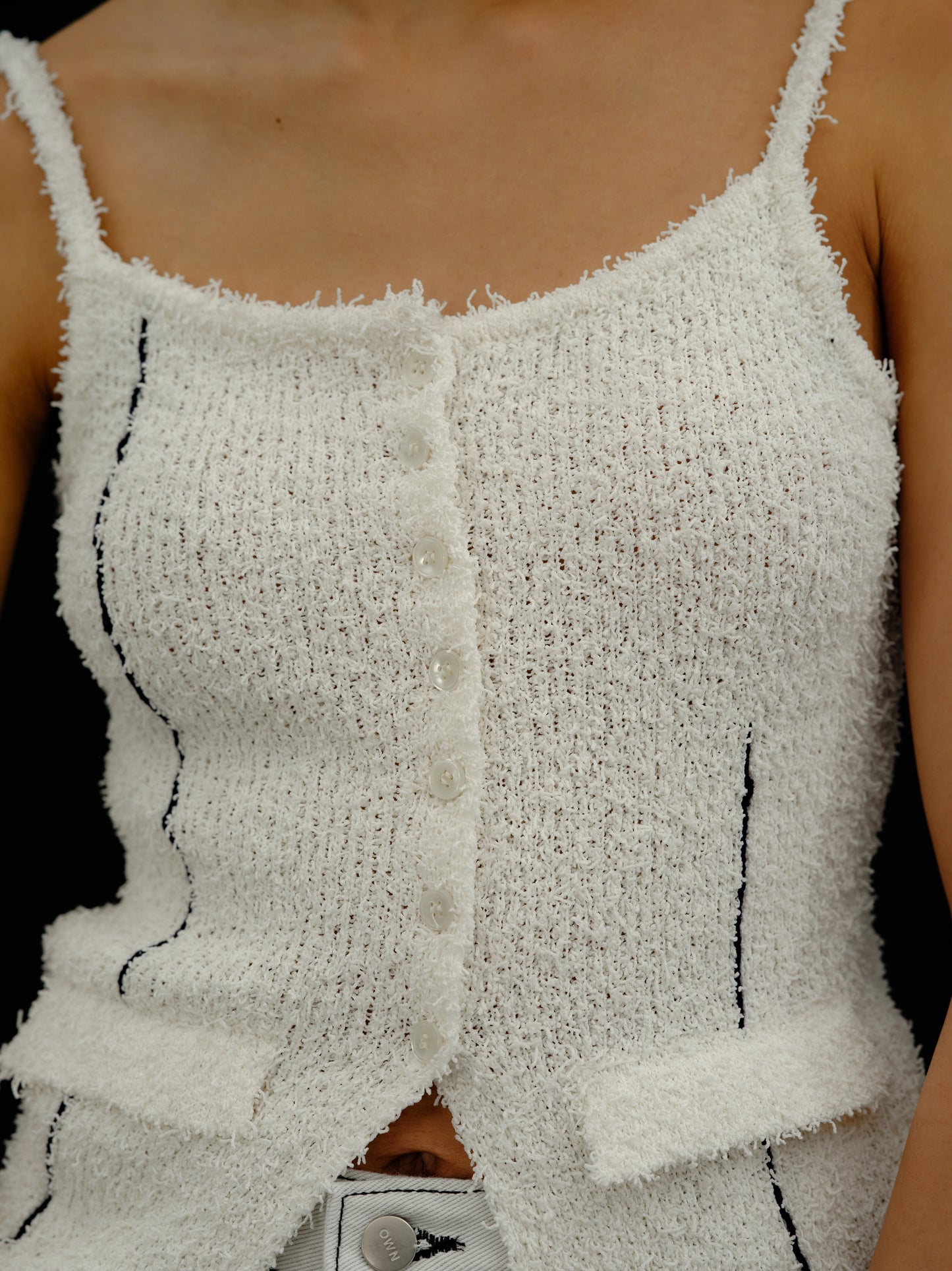 Bouclé Knit Camisole, White