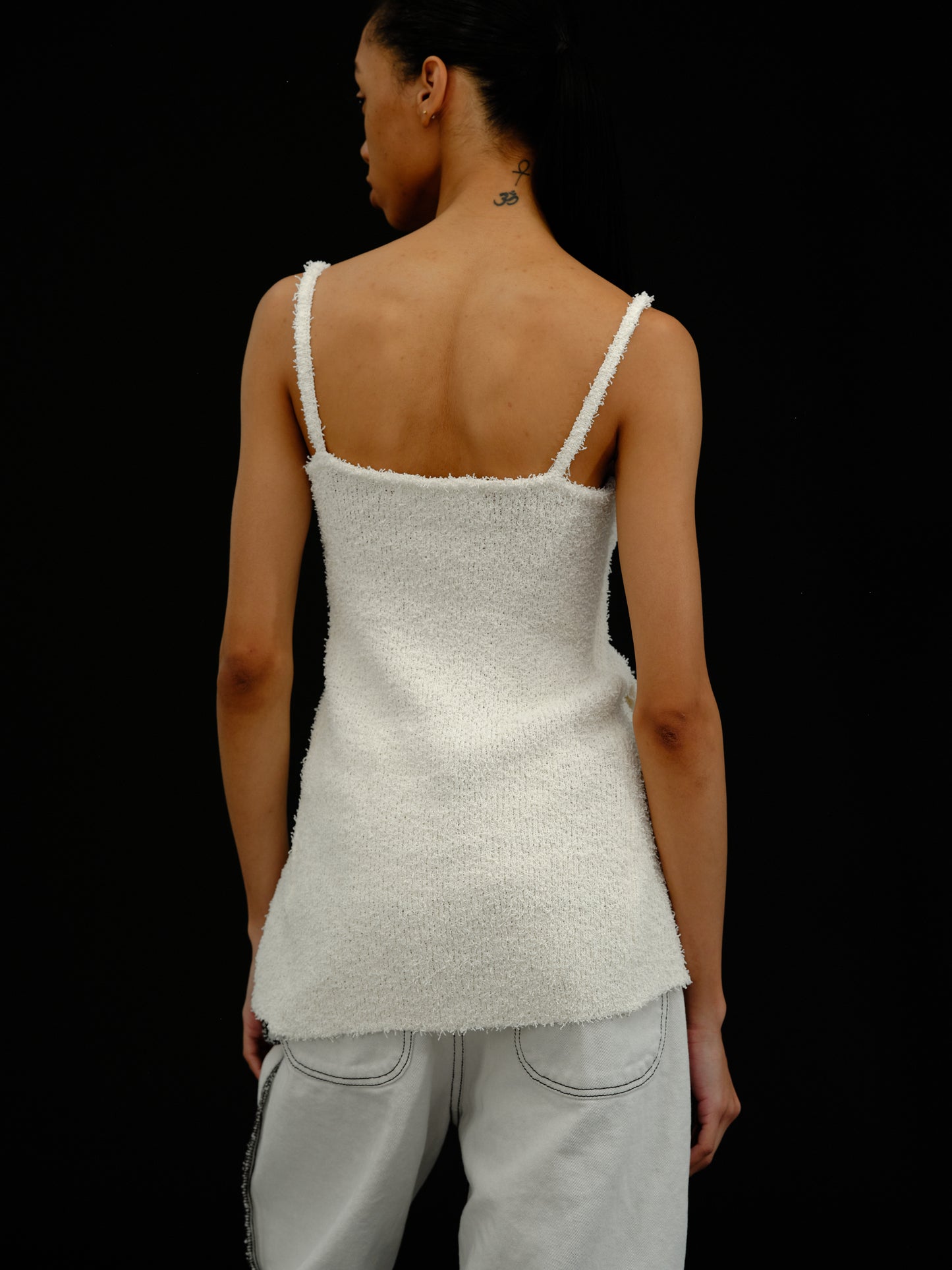 Bouclé Knit Camisole, White
