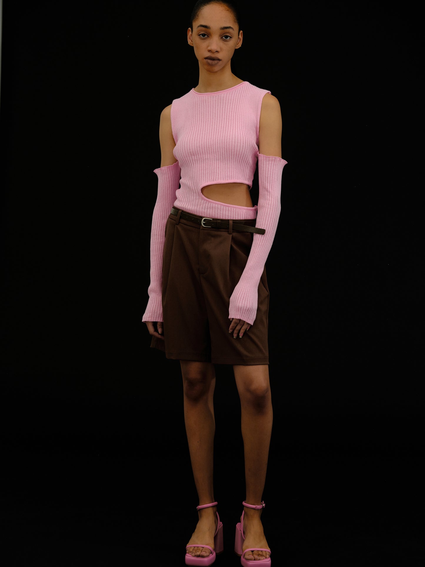 Belted Suiting Shorts, Mocha