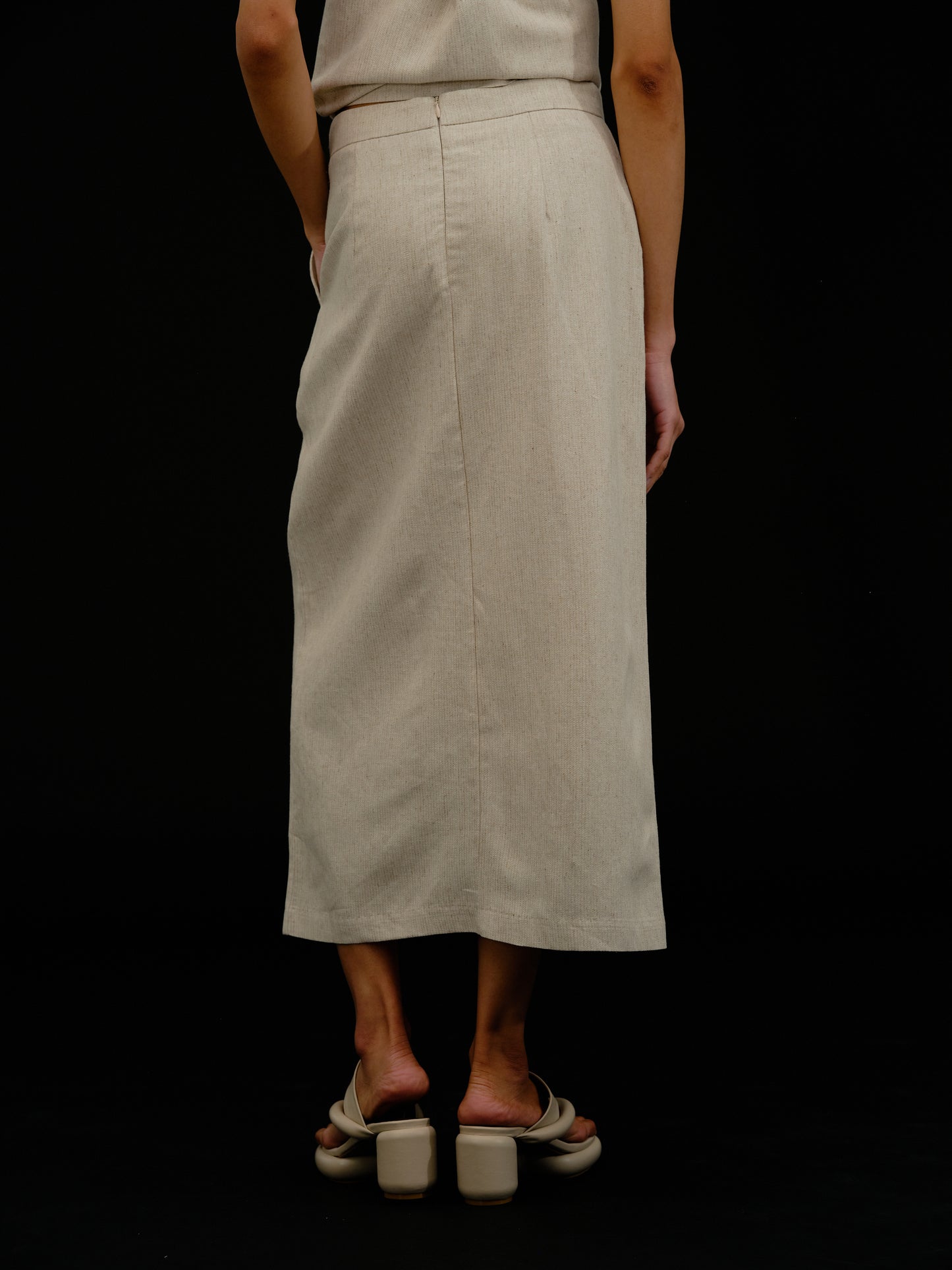 Slit Linen Long Skirt, Toast