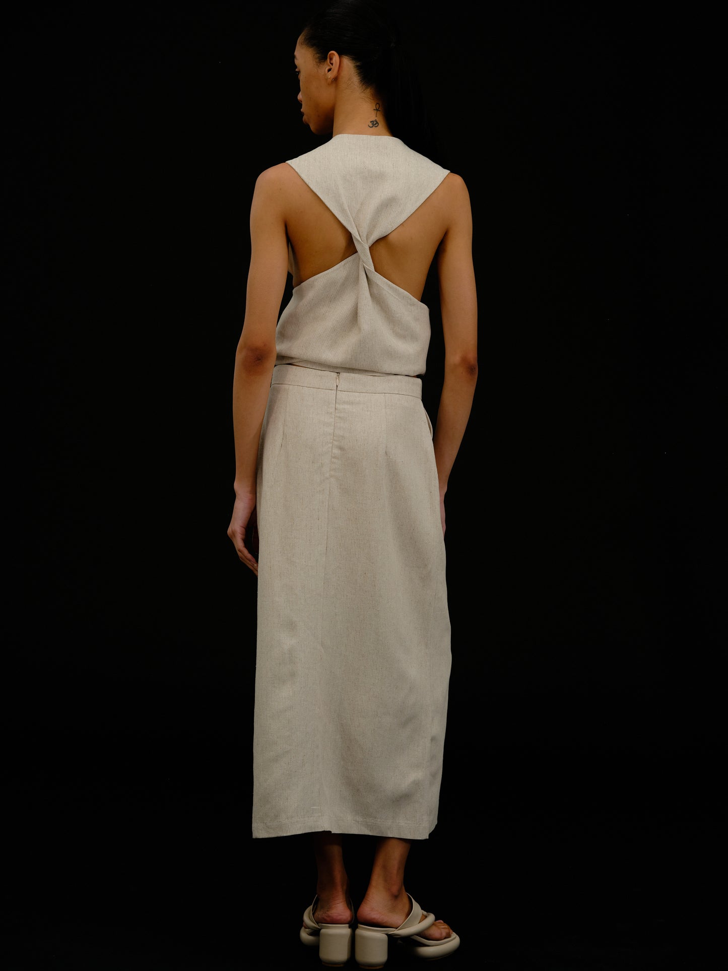 Slit Linen Long Skirt, Toast