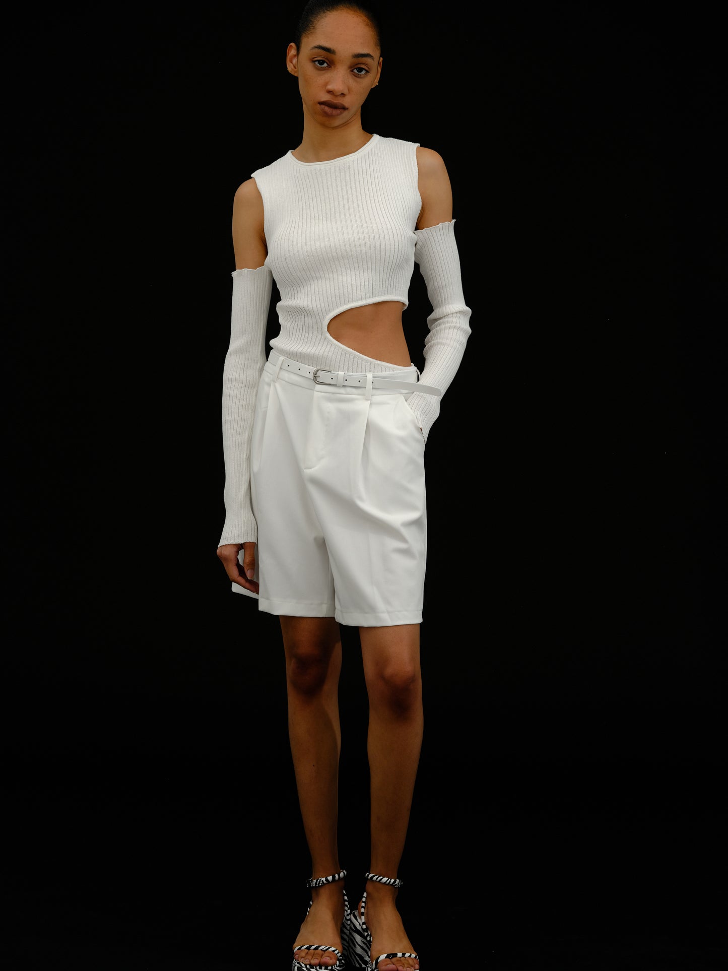 Detachable Arm Cut-Out Top, White