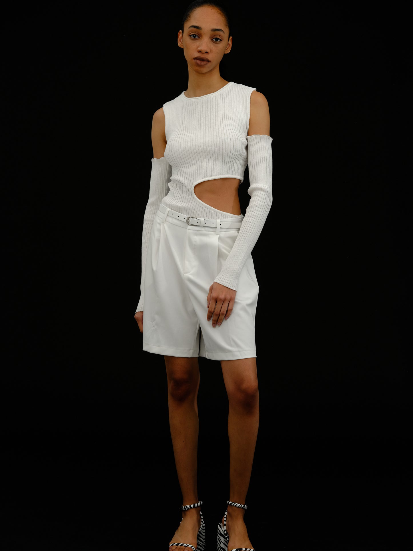 Detachable Arm Cut-Out Top, White