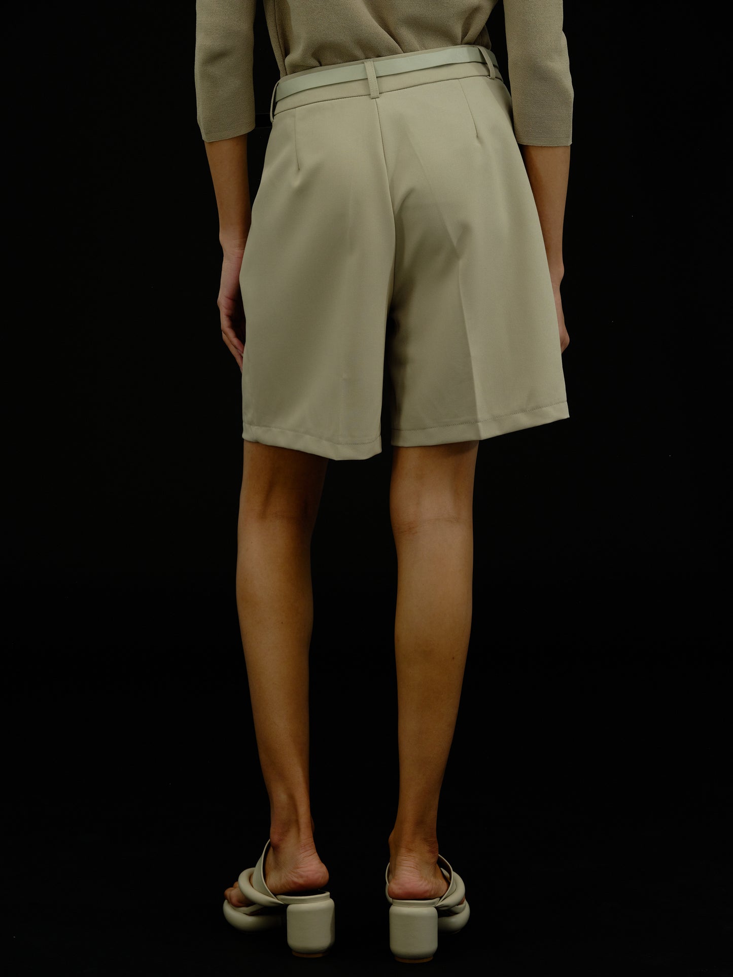 Belted Suiting Shorts, Oyster