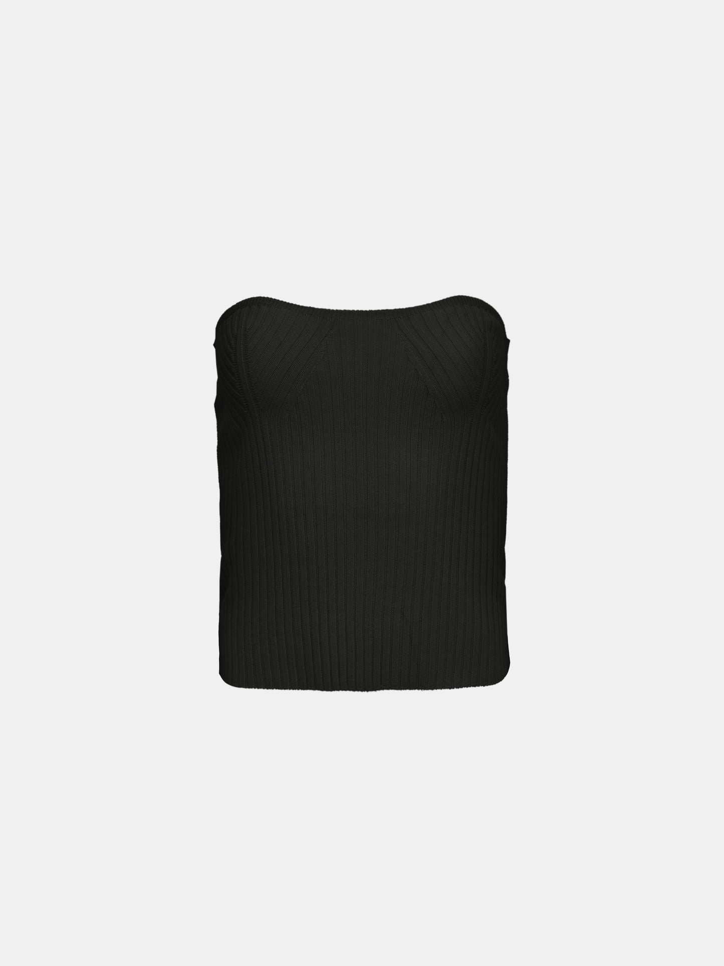 Strapless Cotton Knit Top, Black