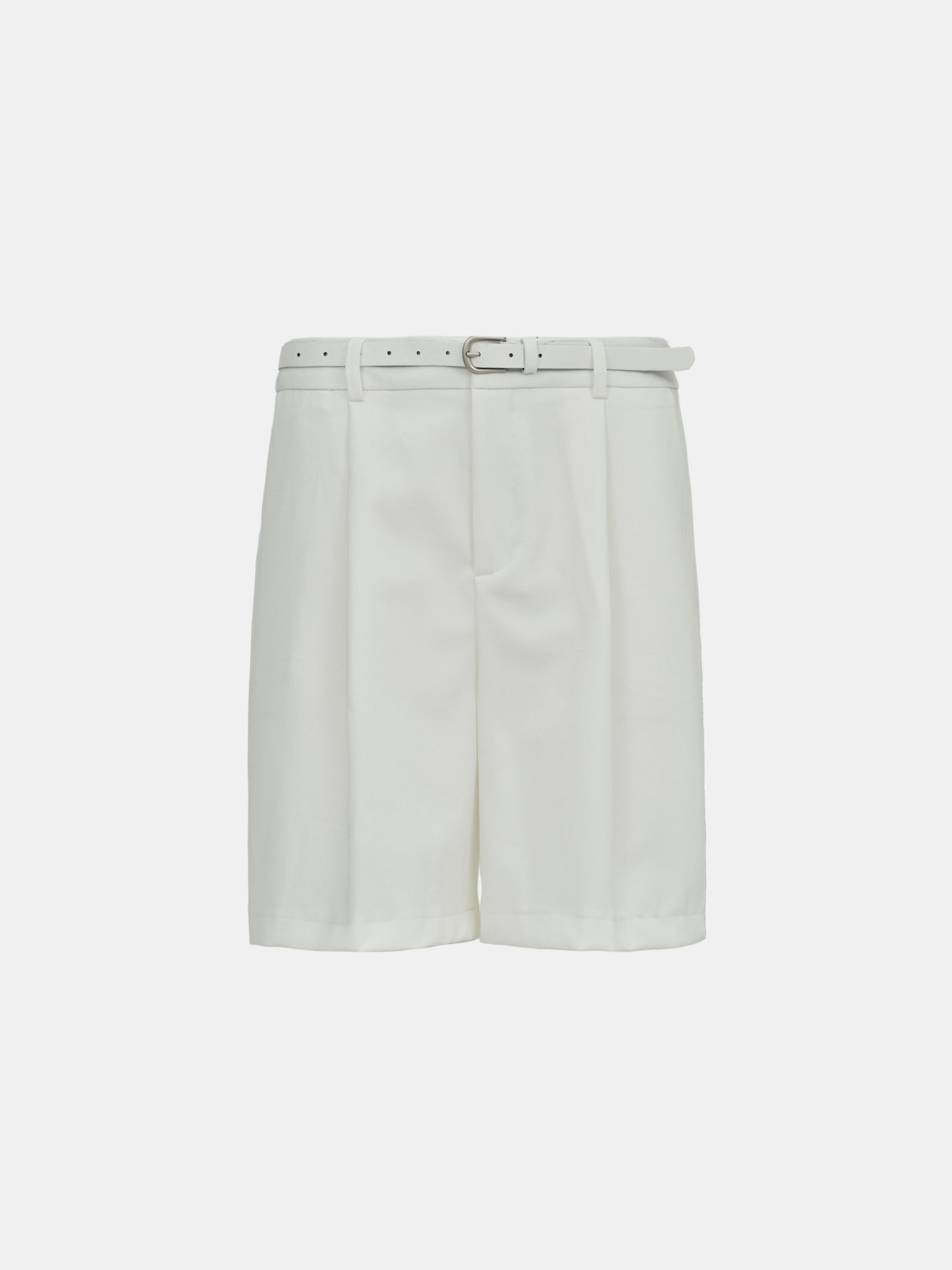 Belted Suiting Shorts, Porcelain