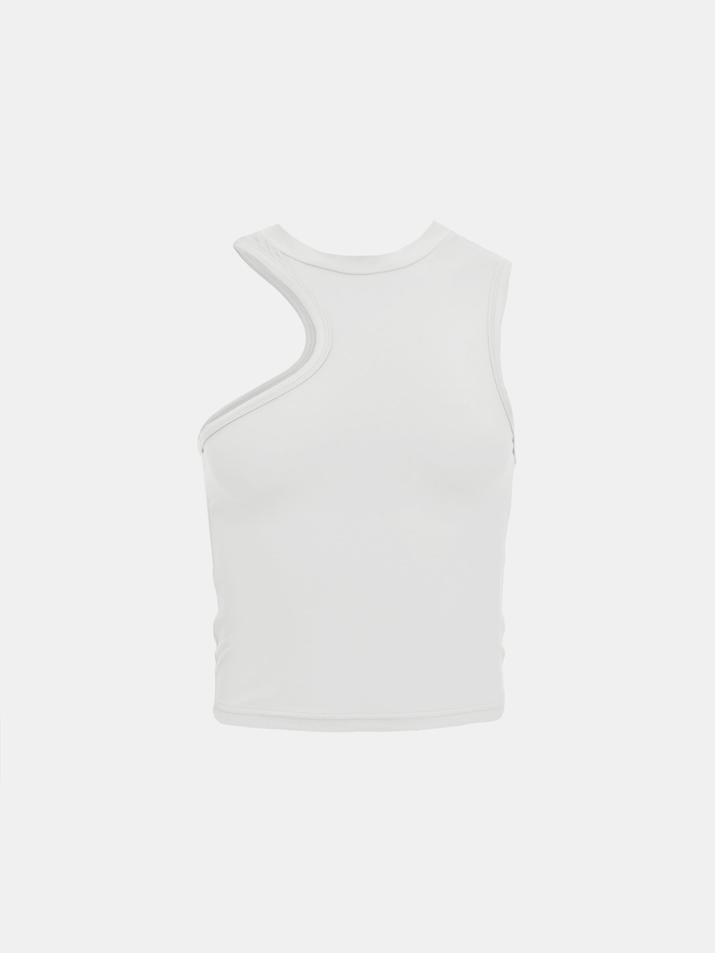 Asymmetrical Car Tank Top, White