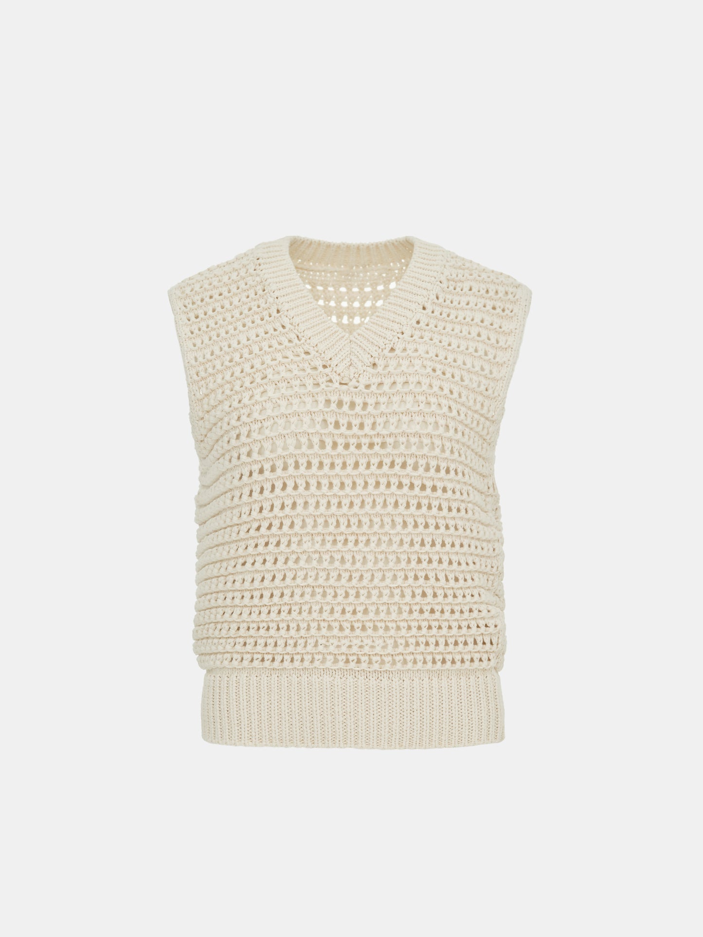Hollow Crochet Vest, Alabaster