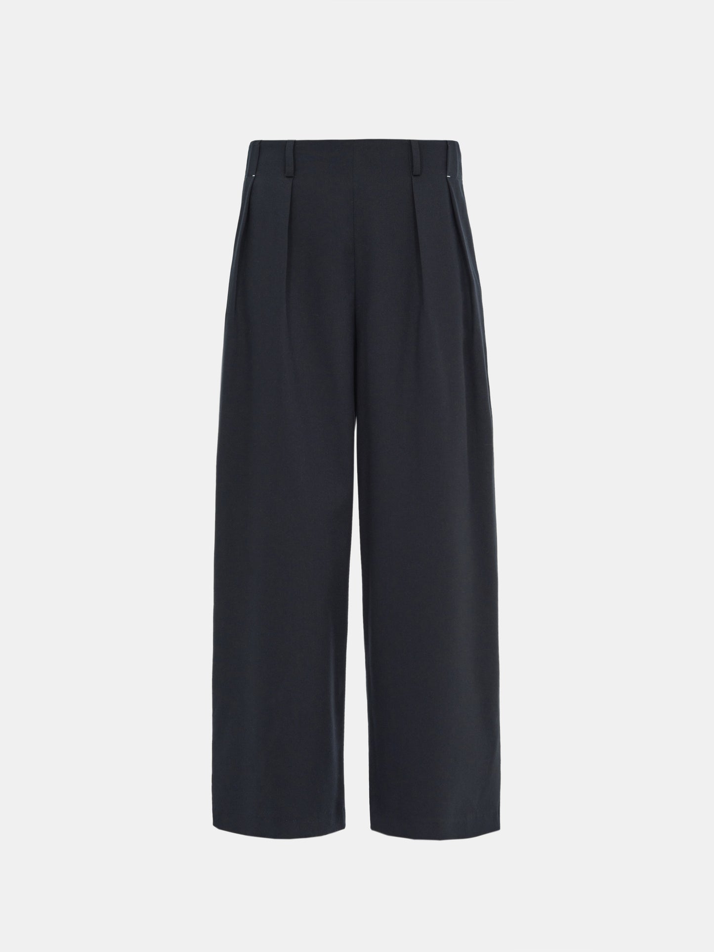 Pleated Wide Trousers, Dark Navy
