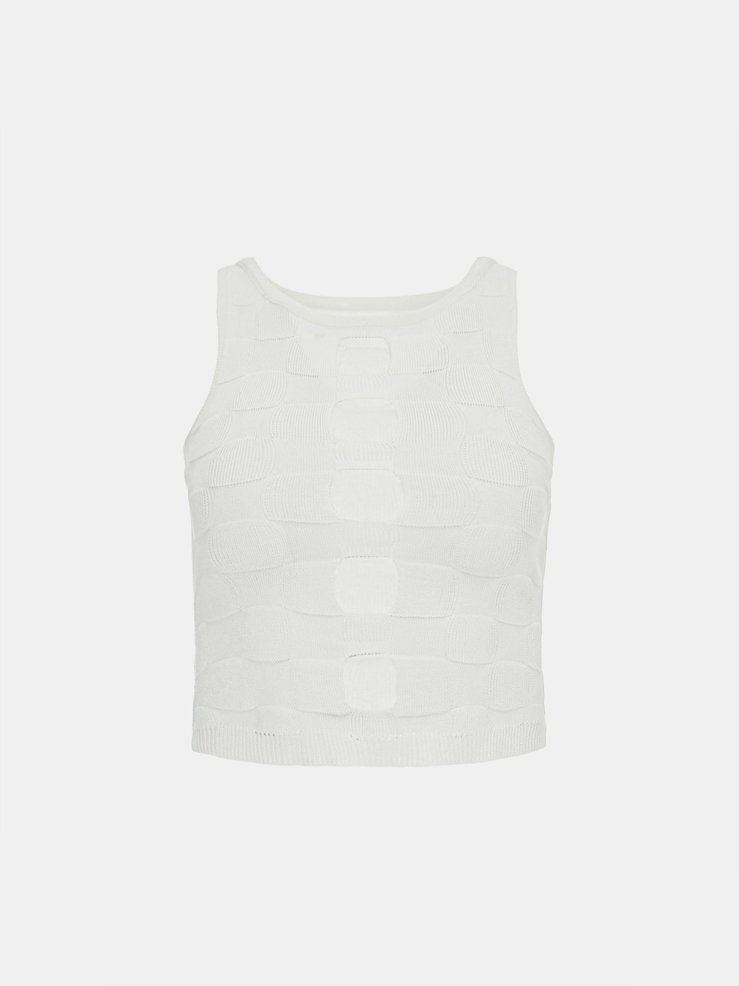 Cut-Out Crop Knit Tank Top, White