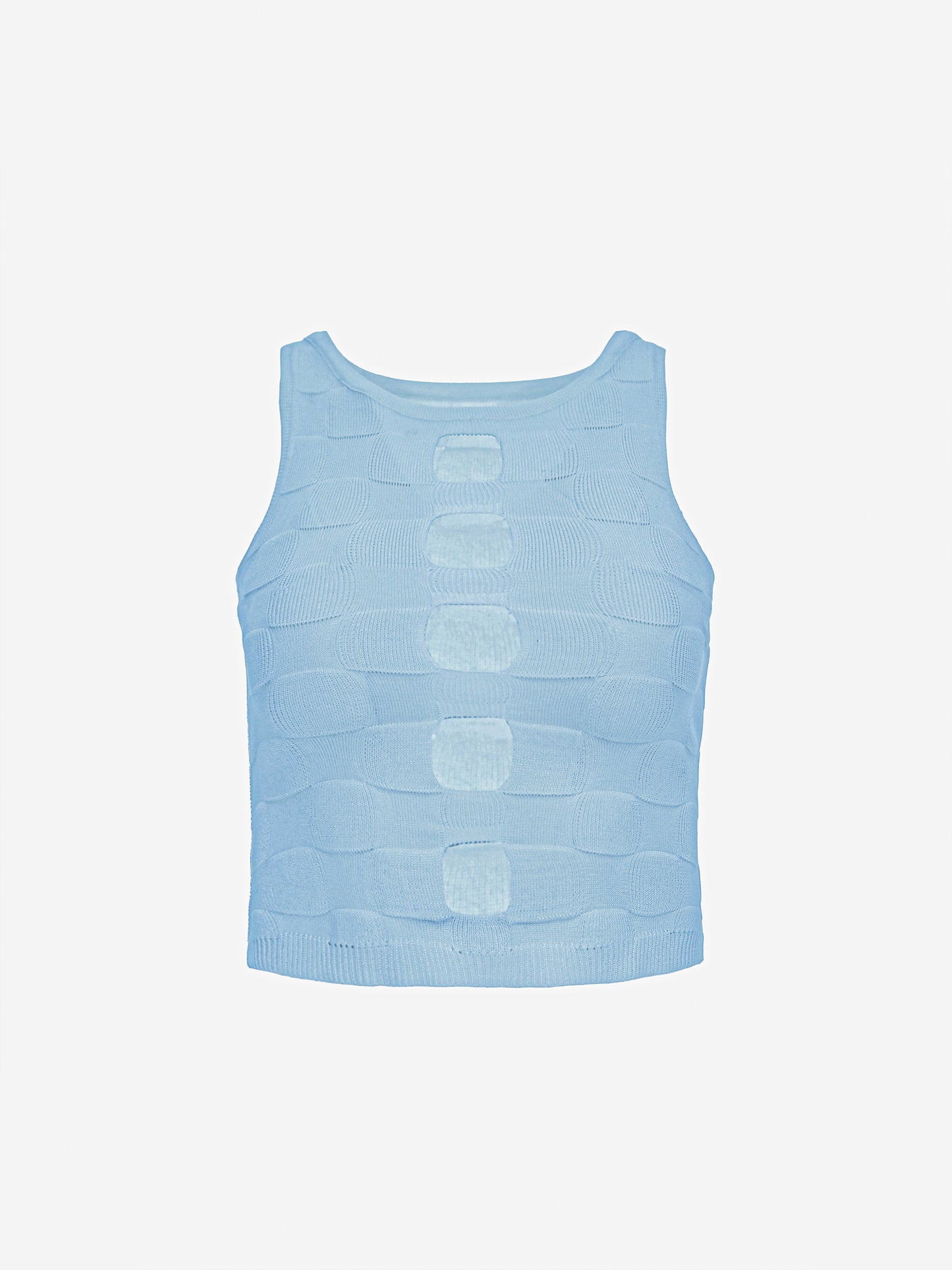 Cut-Out Crop Knit Tank Top, Sky