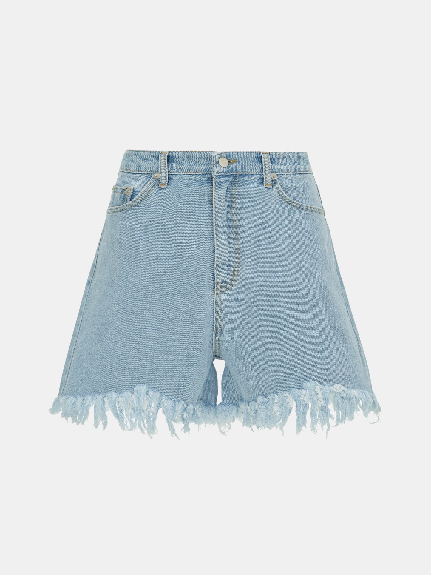 Frayed Boyfriend Denim Shorts, Blue