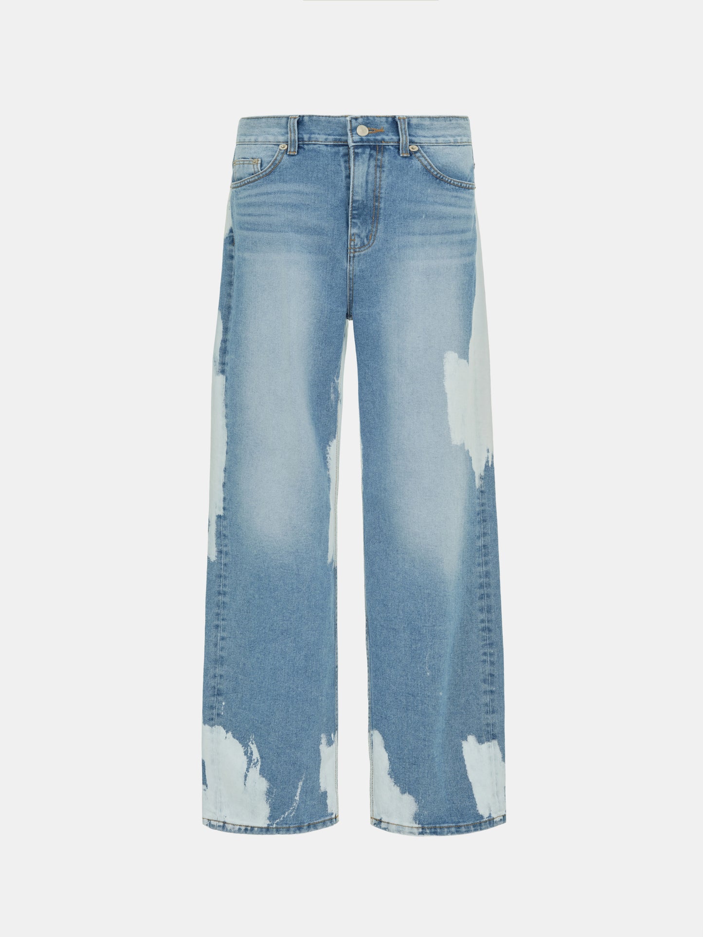 Boy Friend Fit Bleach Jeans, Blue