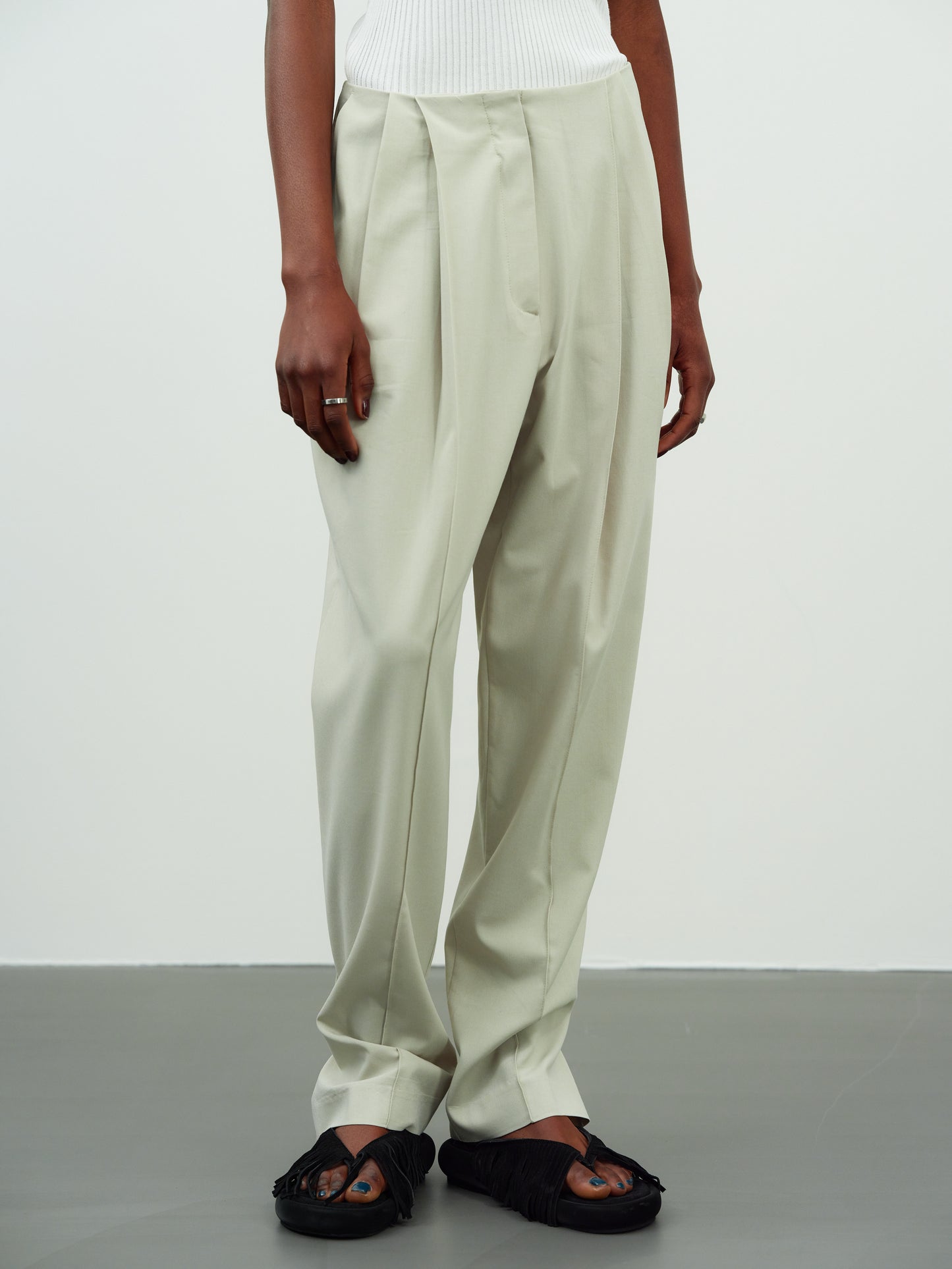 Button Tapered Trousers, Pale Sage