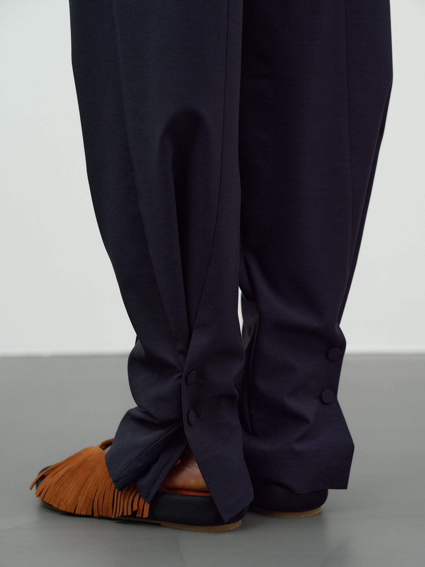 Button Tapered Trousers, Navy Blue