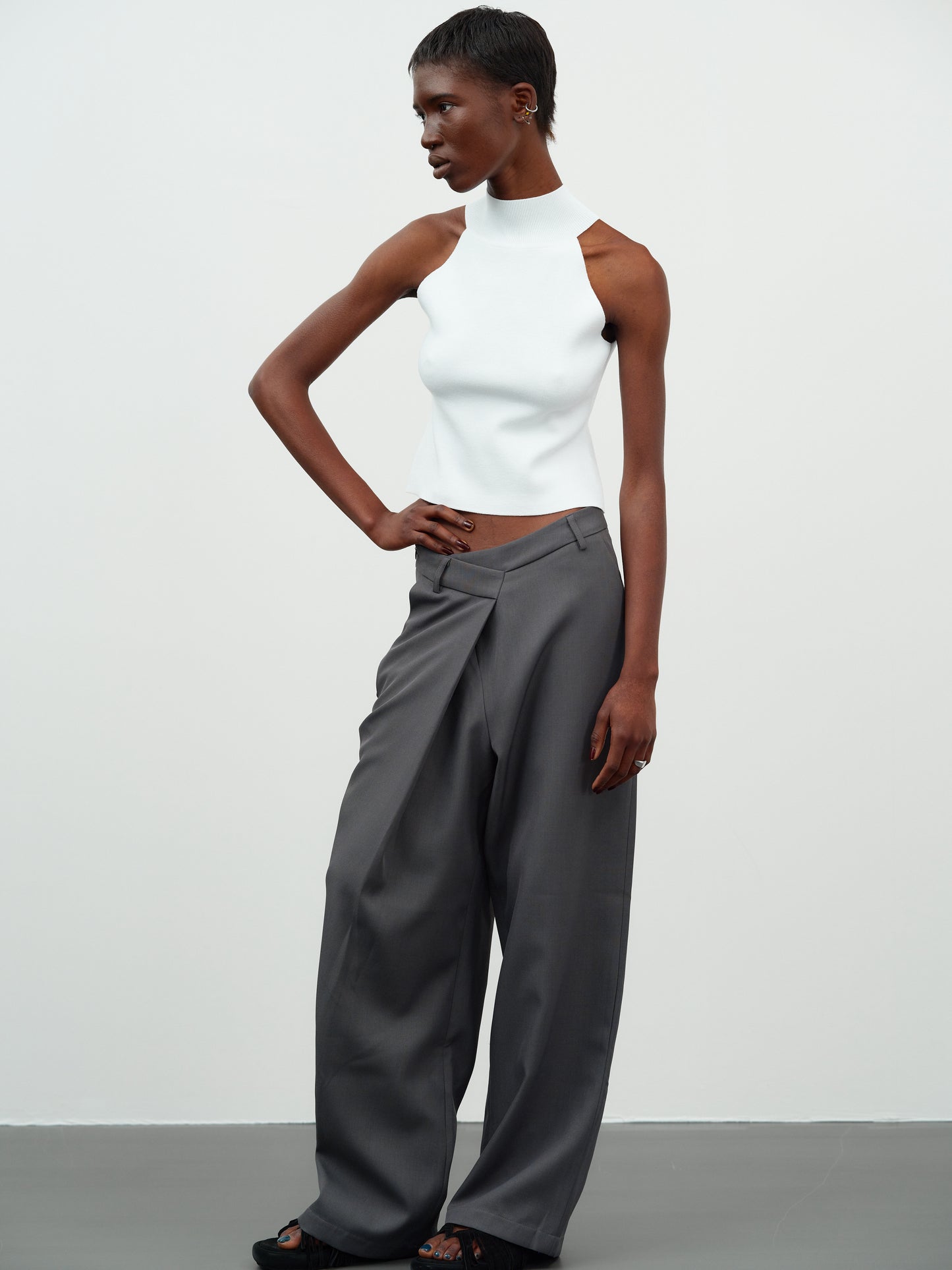 Compact Halter Knit Top, Porcelain