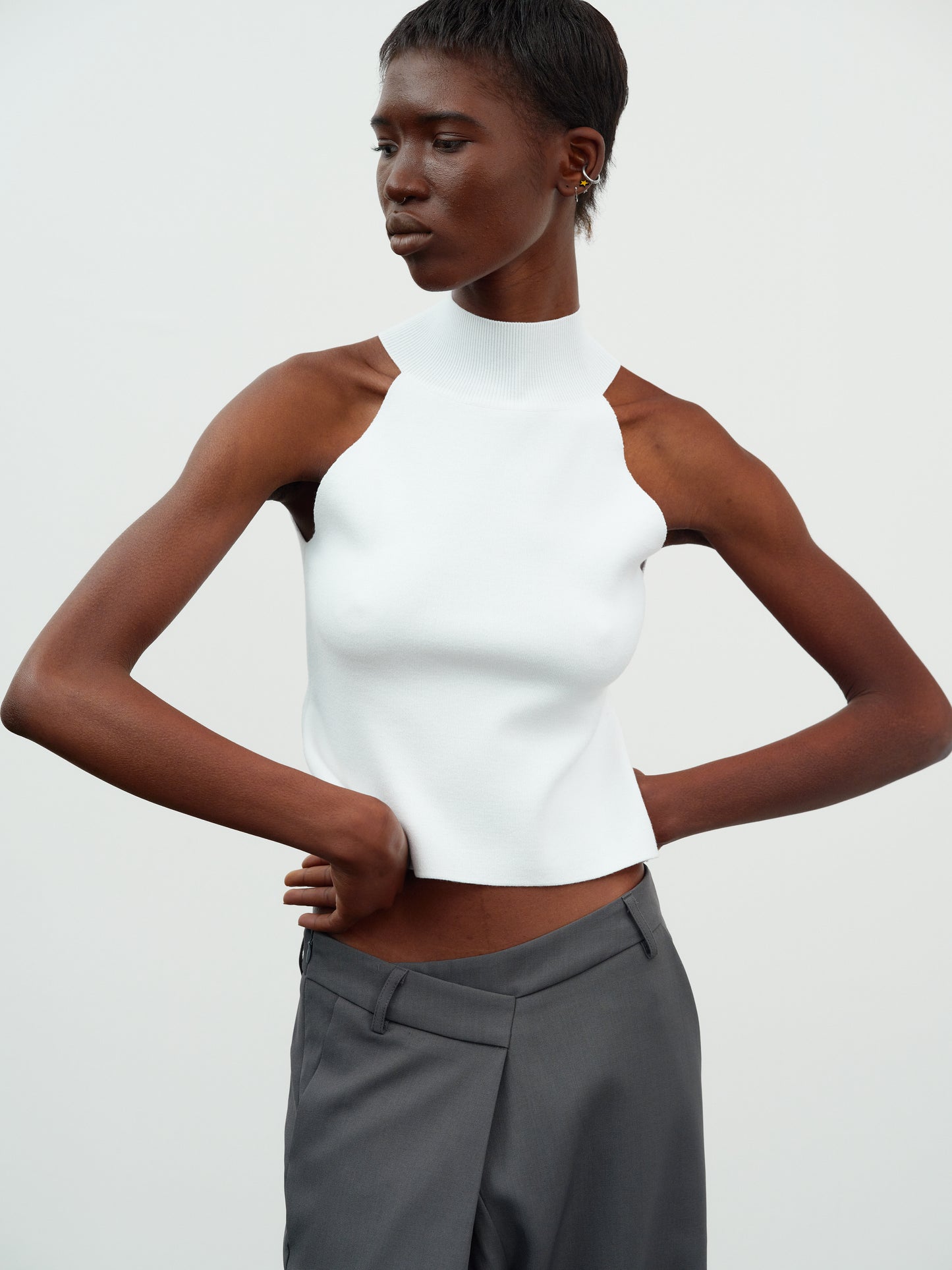 Compact Halter Knit Top, Porcelain