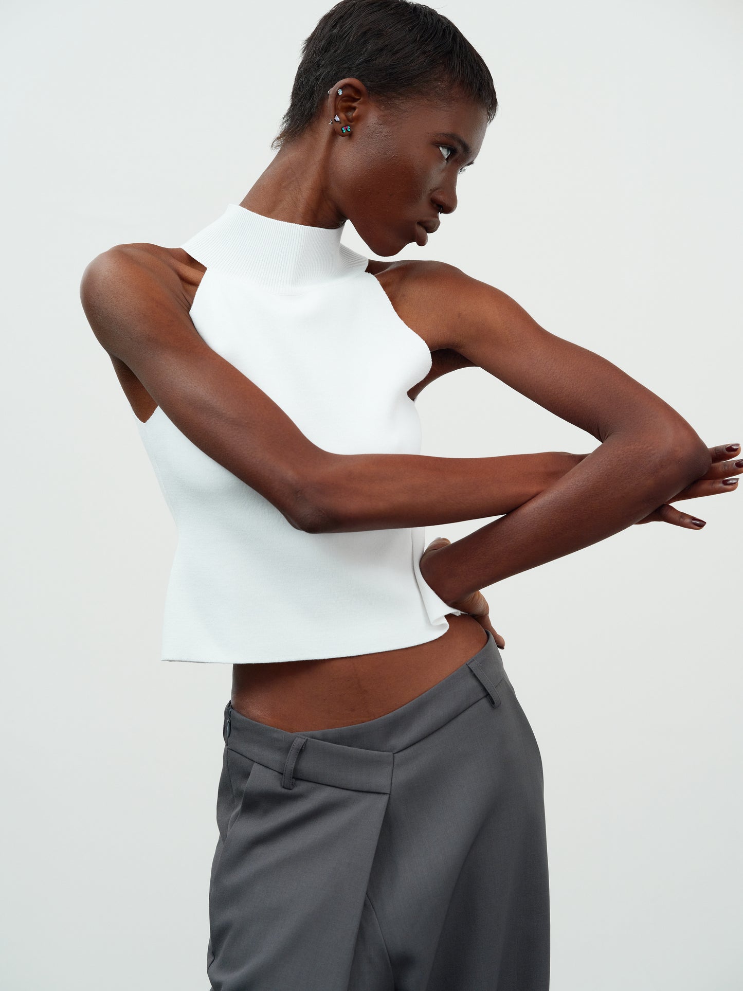 Compact Halter Knit Top, Porcelain