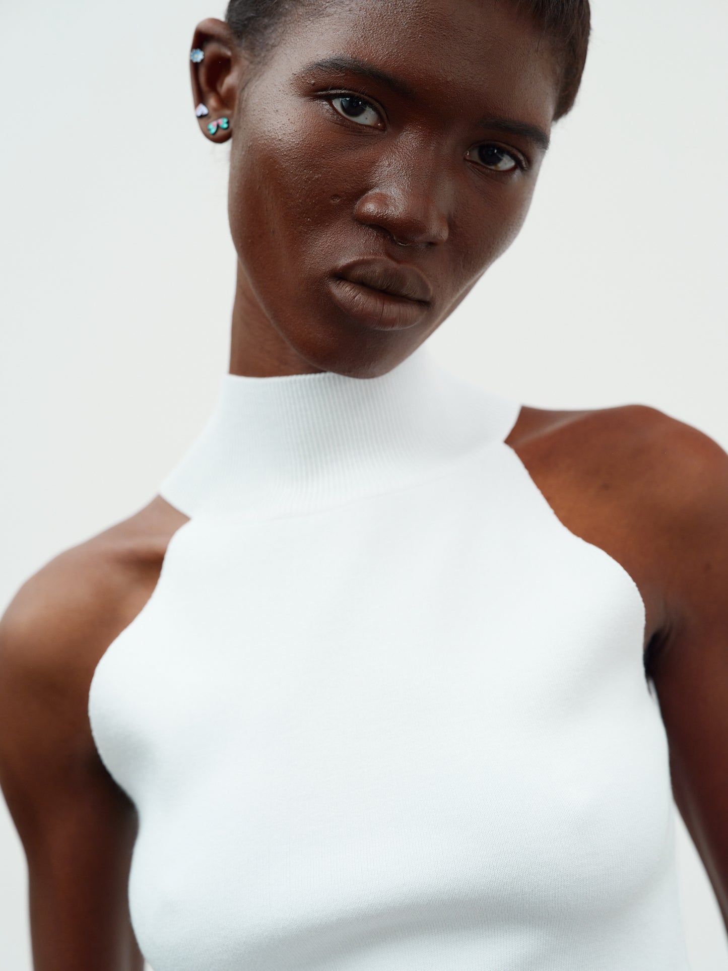 Compact Halter Knit Top, Porcelain