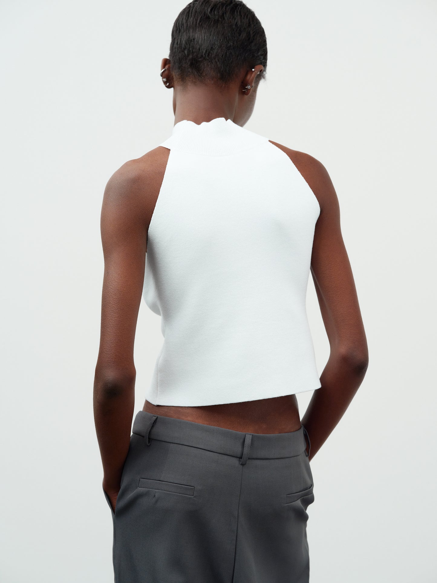Compact Halter Knit Top, Porcelain
