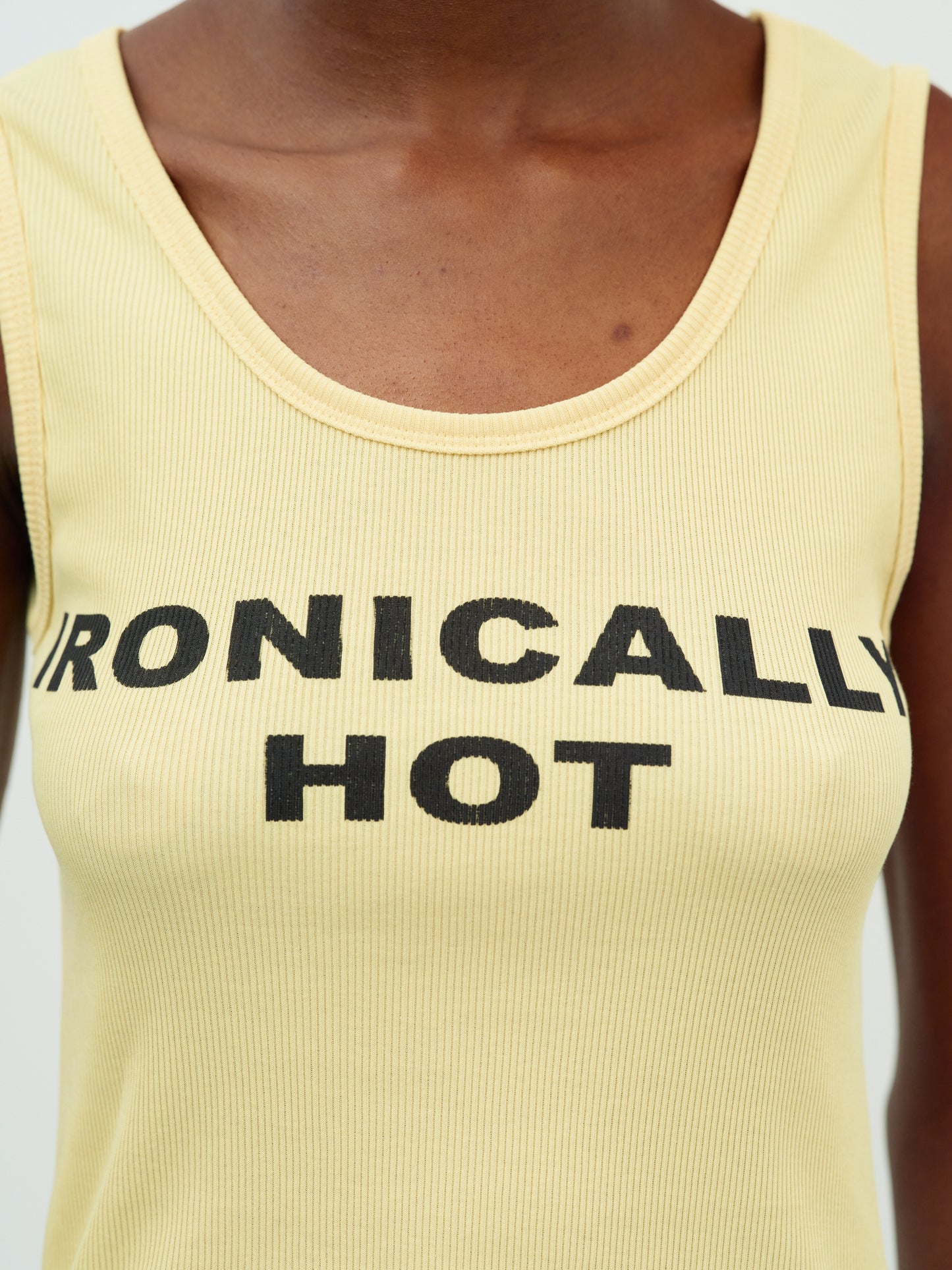'Ironically Hot' Rib Tank, Yellow