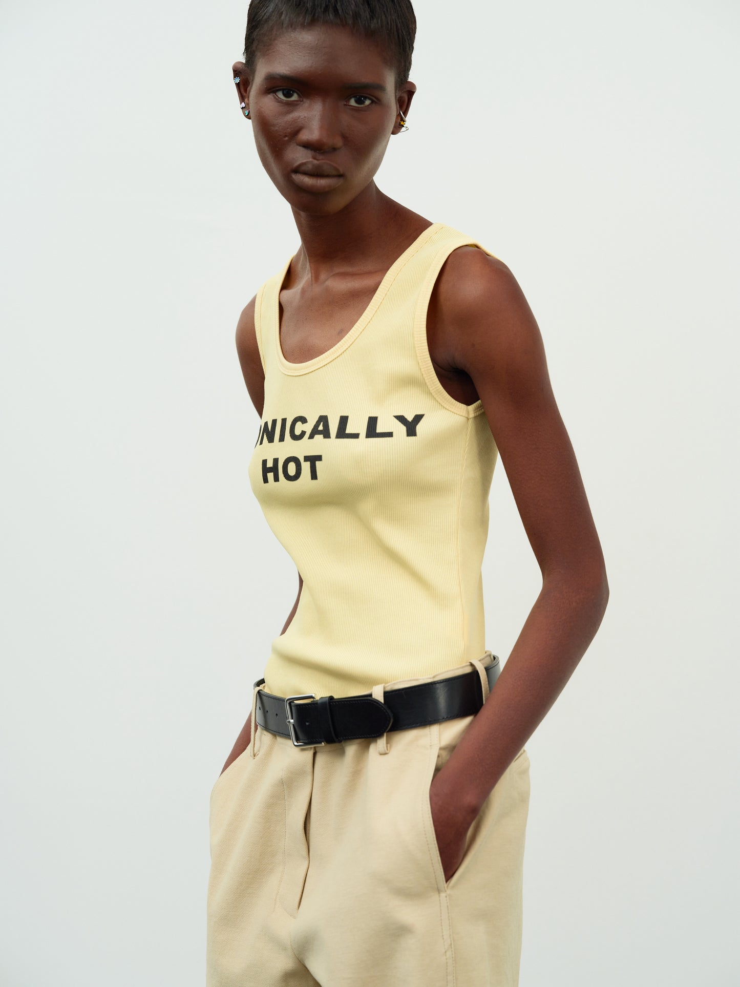 'Ironically Hot' Rib Tank, Yellow