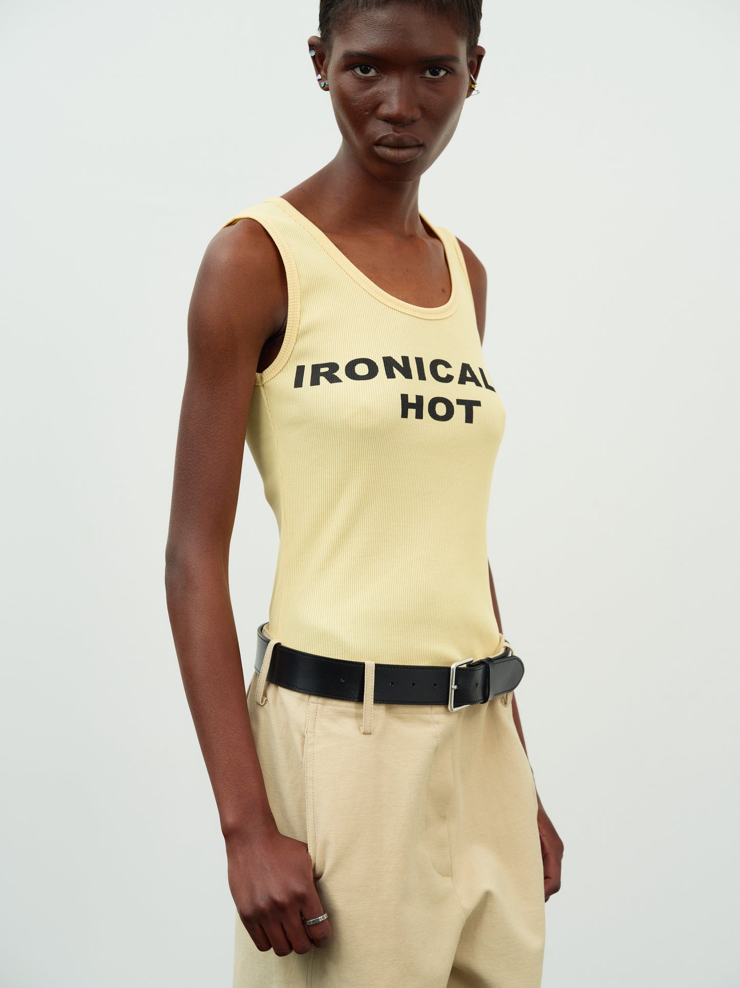 'Ironically Hot' Rib Tank, Yellow
