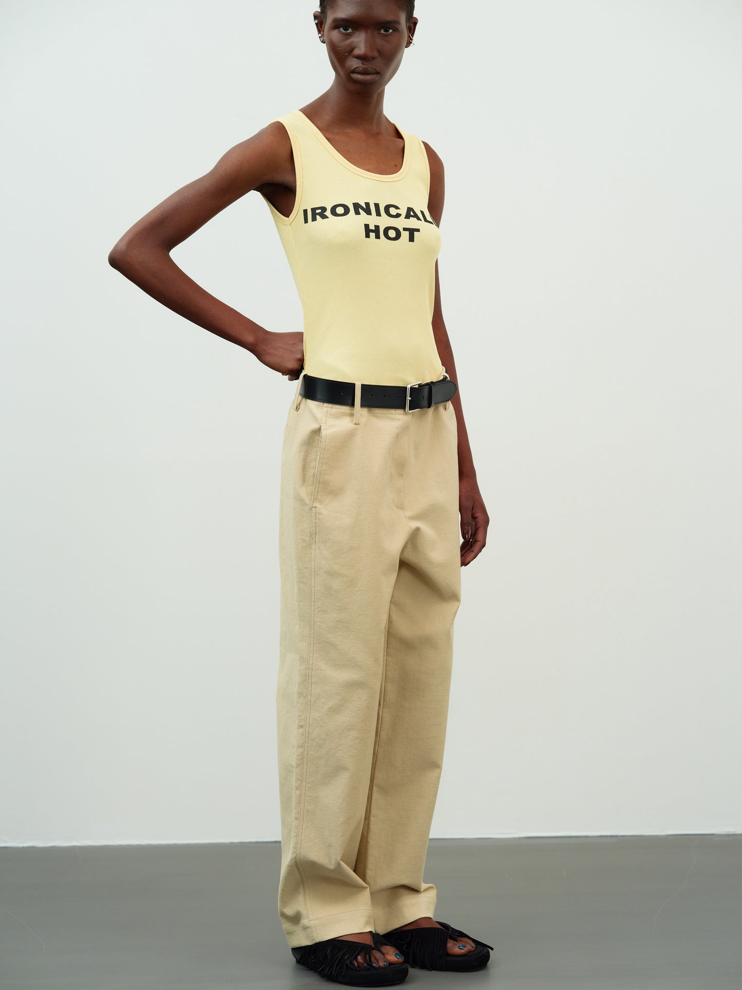 'Ironically Hot' Rib Tank, Yellow