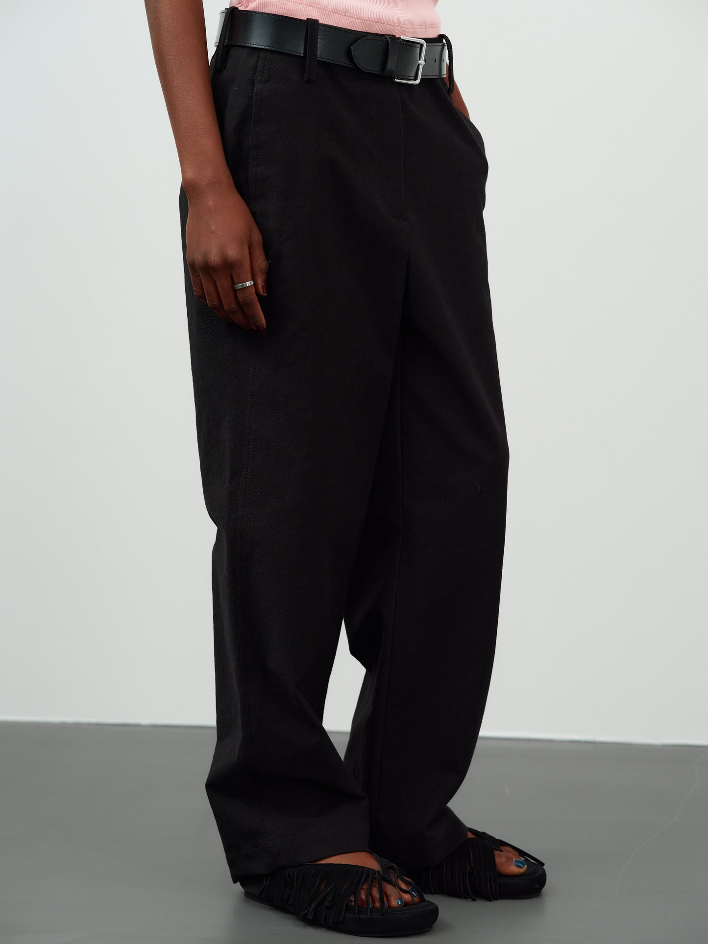 Cotton Canvas Trousers, Black