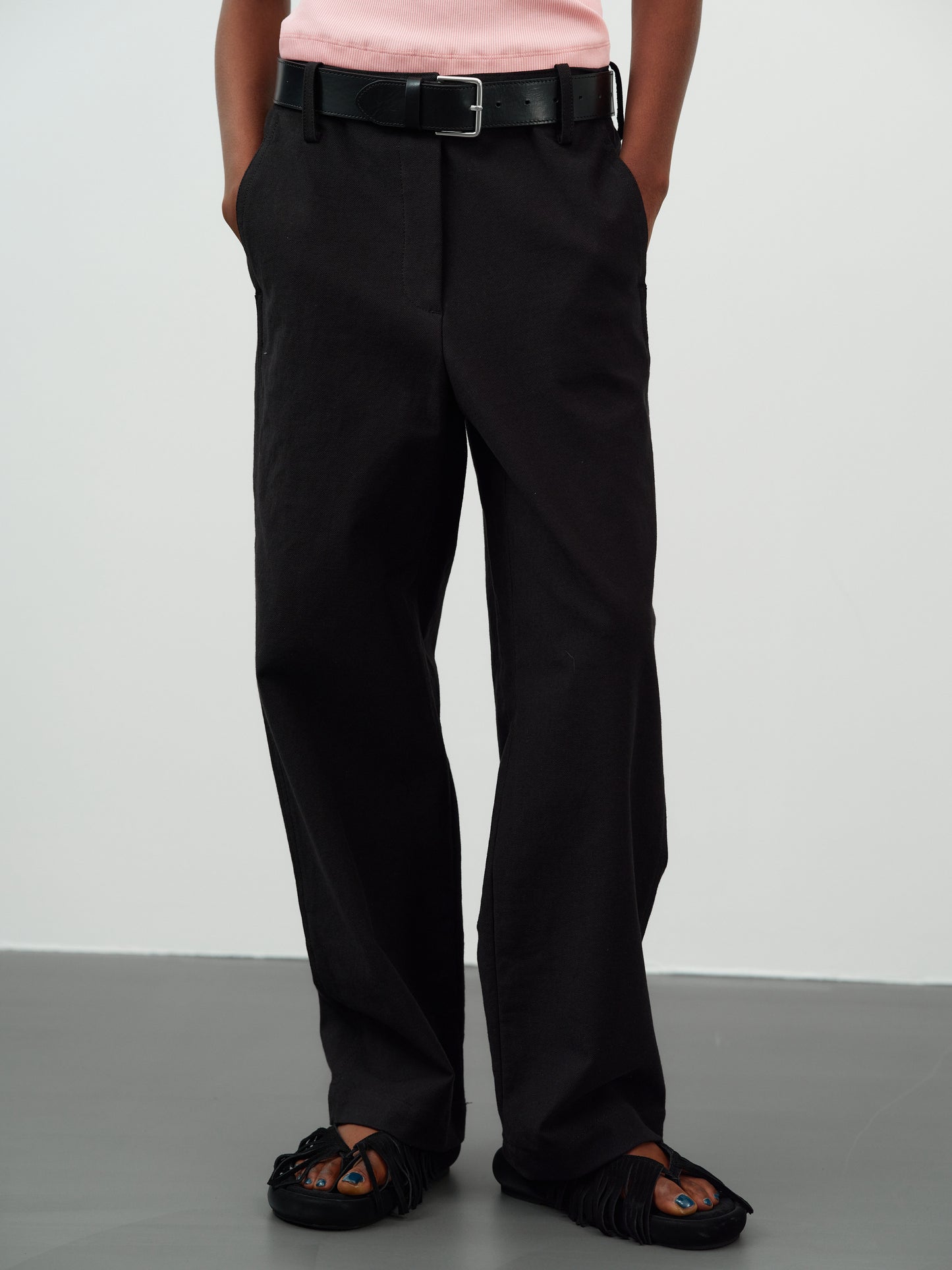 Cotton Canvas Trousers, Black