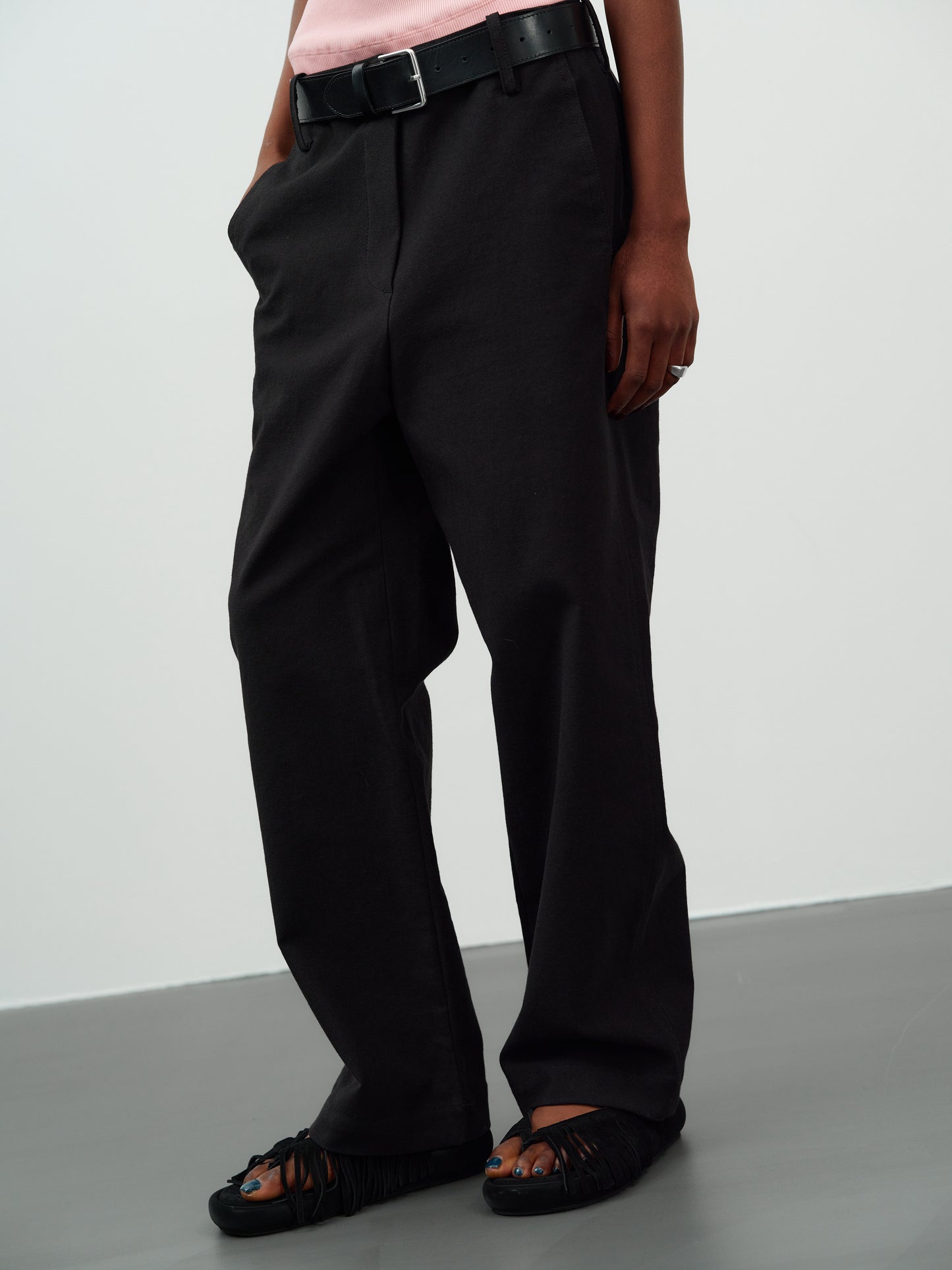 Cotton Canvas Trousers, Black