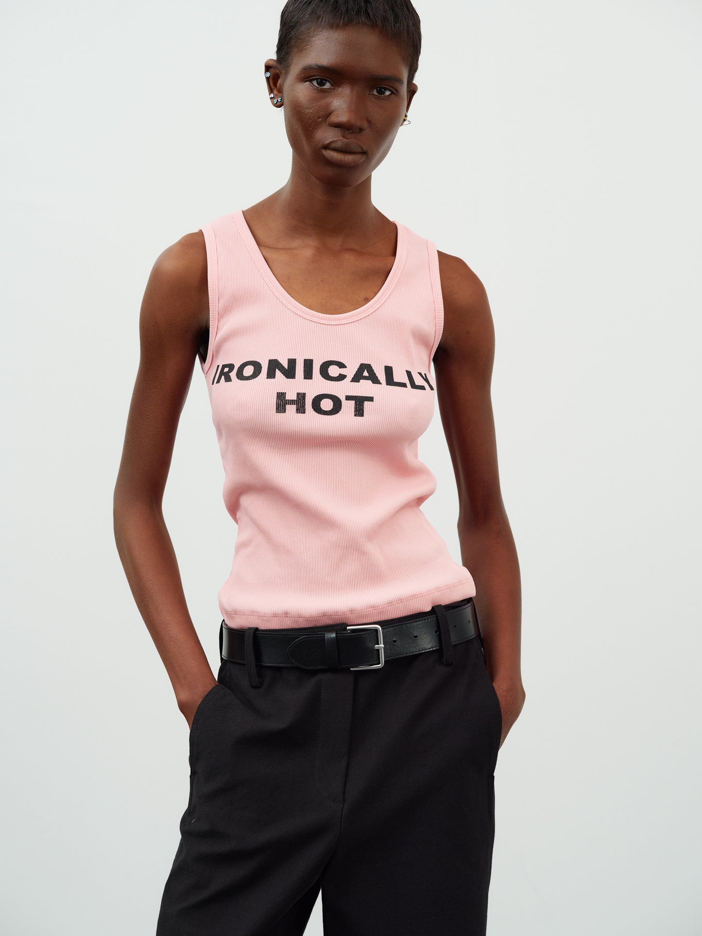 'Ironically Hot' Rib Tank, Pink