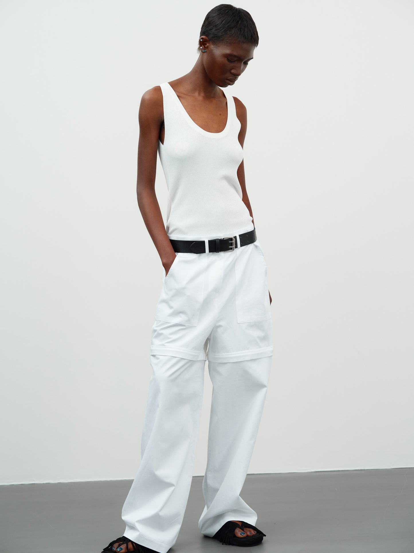 Belted Detachable Pants, Off-White