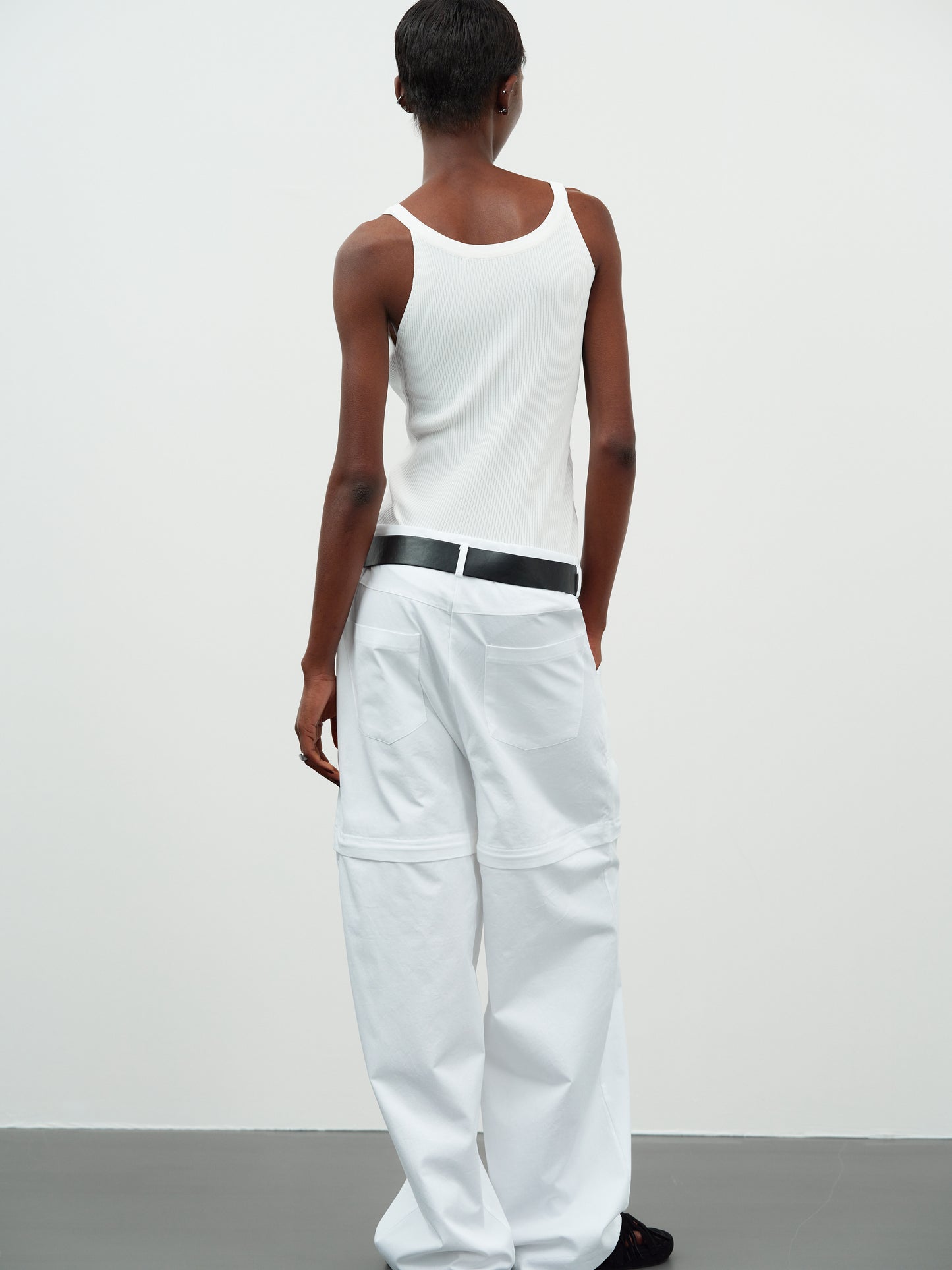 Belted Detachable Pants, Off-White