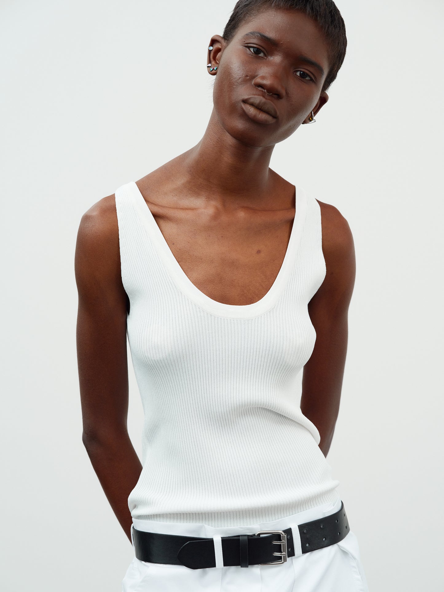 Boyfriend Knit Tank, White