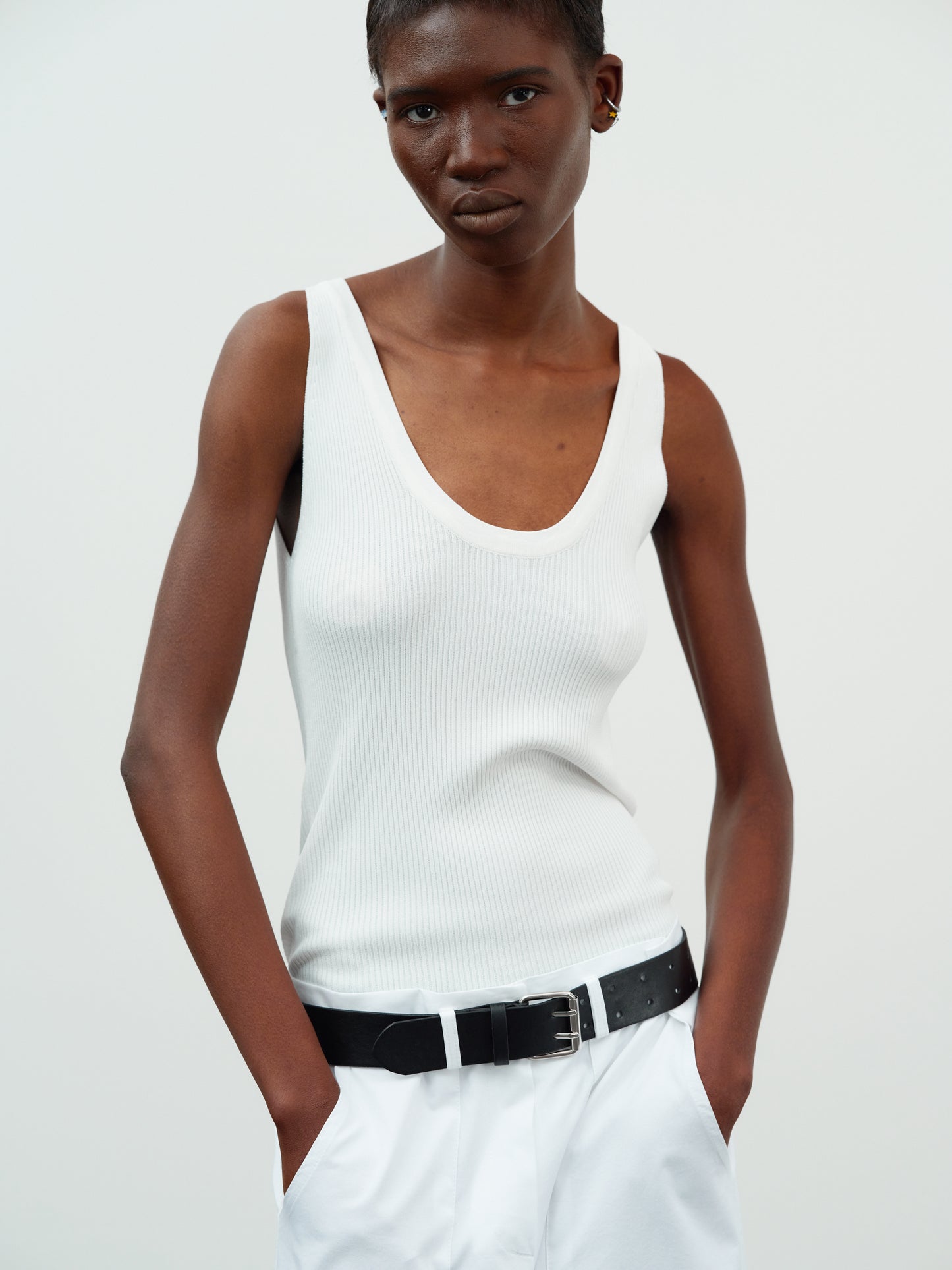 Boyfriend Knit Tank, White