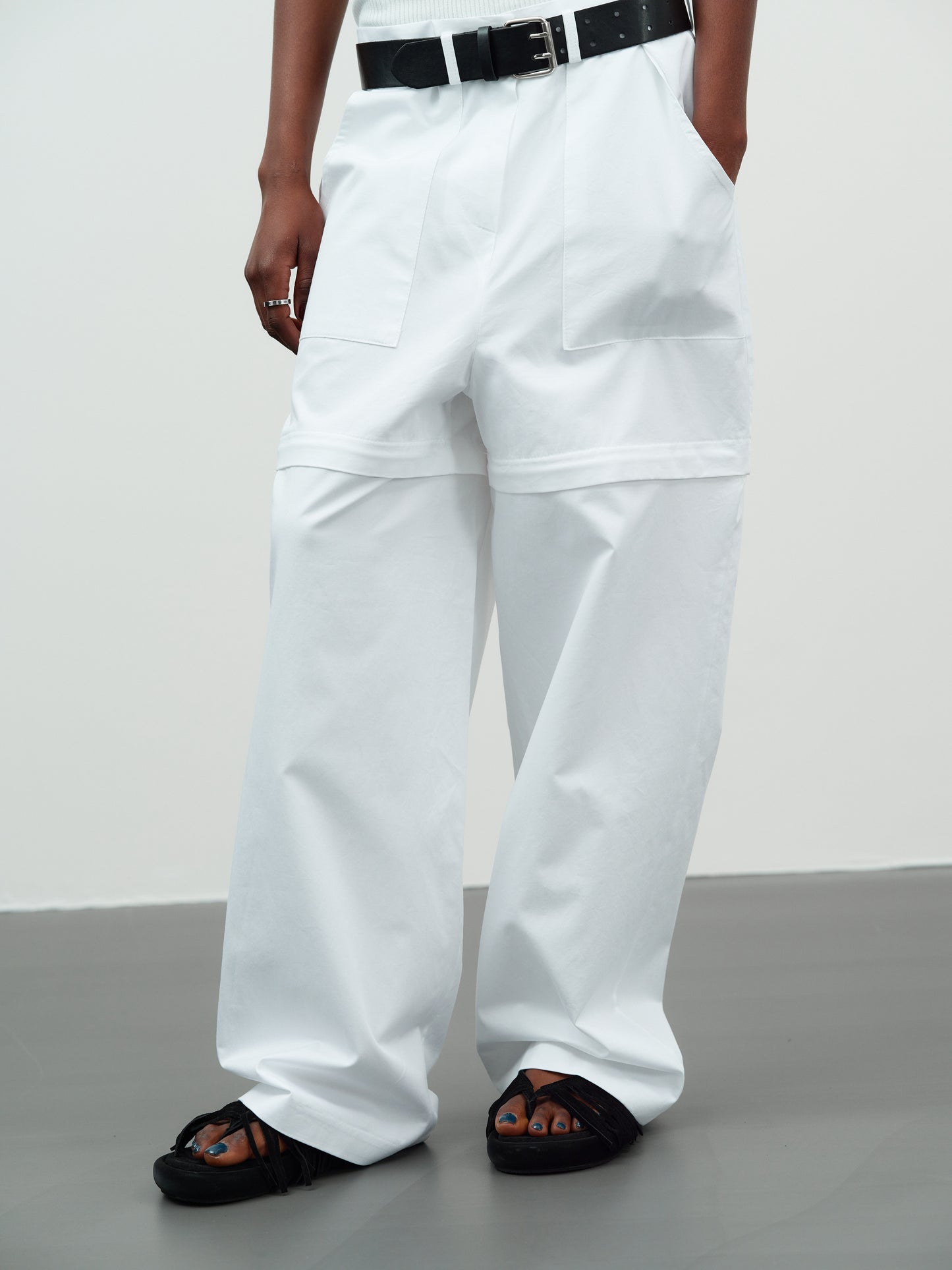Belted Detachable Pants, Off-White